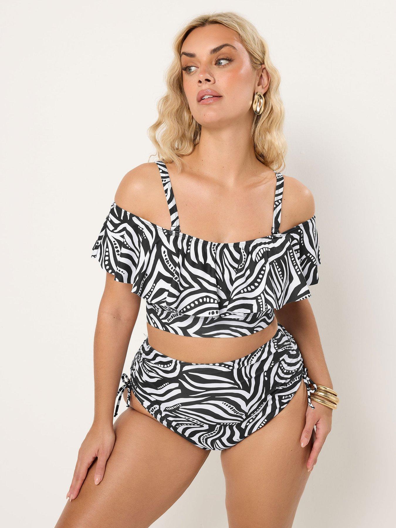 Image 4 of 6 of Yours Curve Bardot Frill Bikini Top