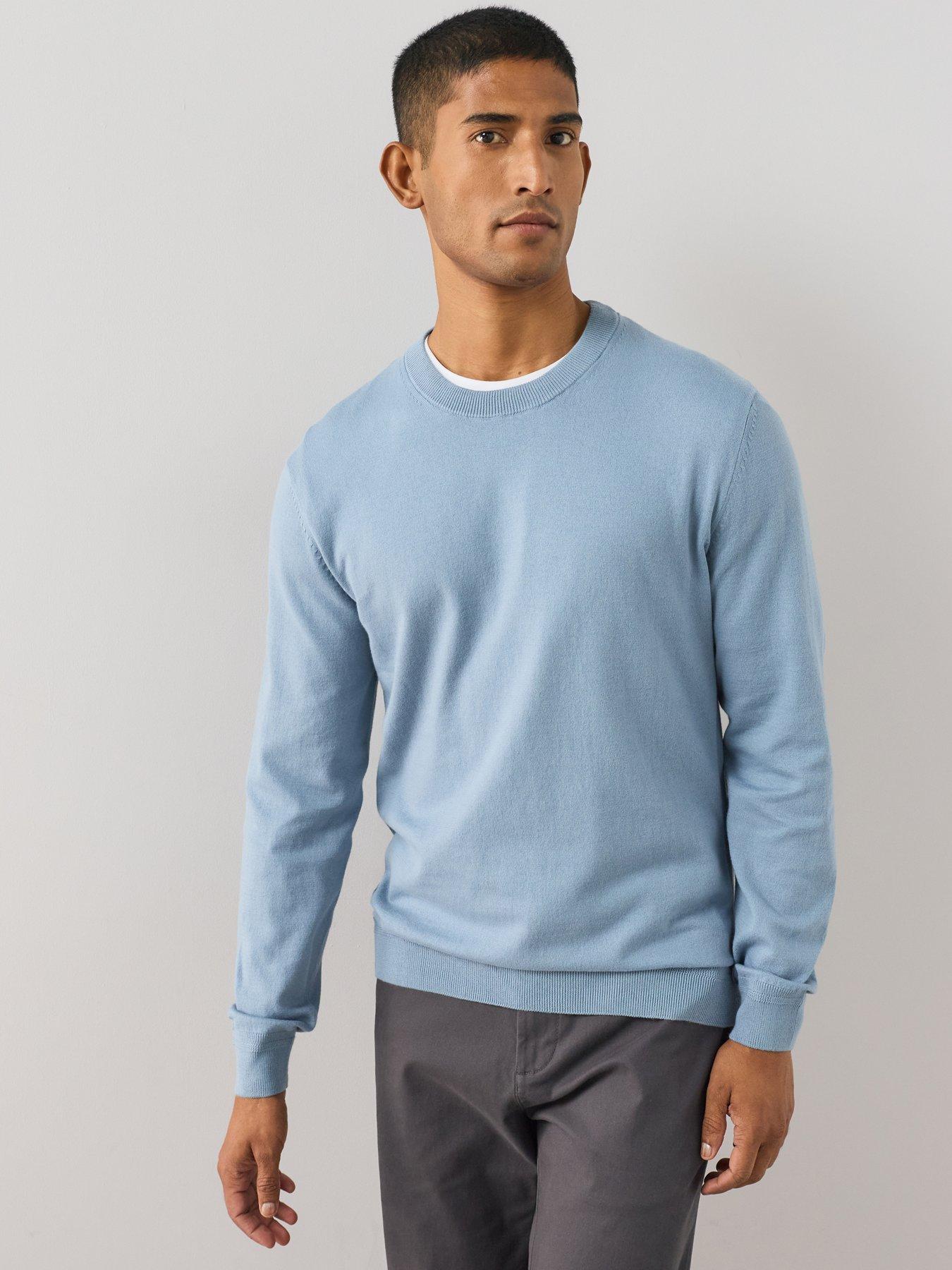 The Very Collection Cotton Rich Crew Neck Jumper - Blue