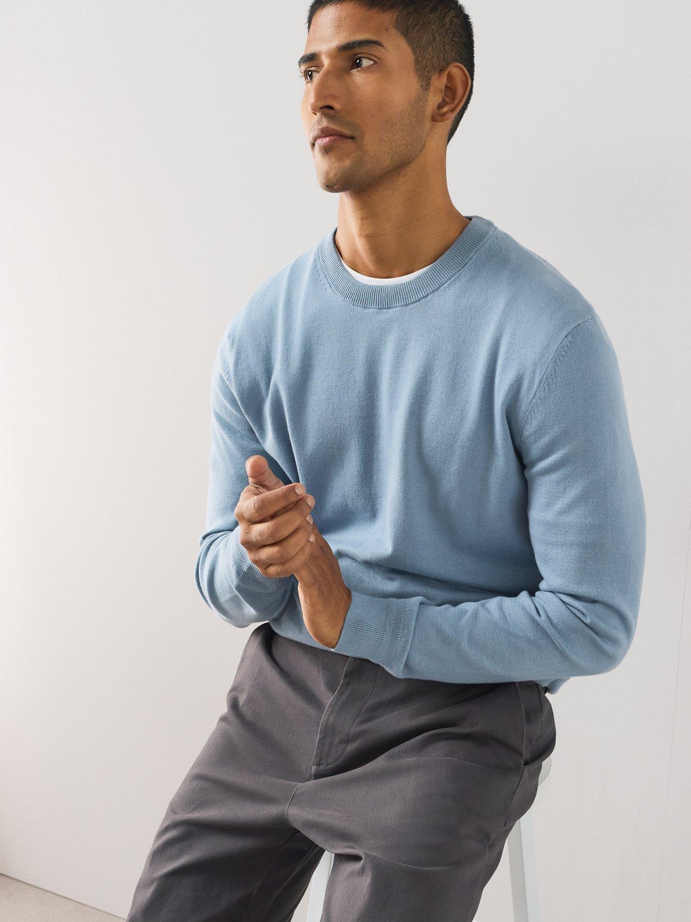Image 4 of 7 of The Very Collection Cotton Rich Crew Neck Jumper - Blue
