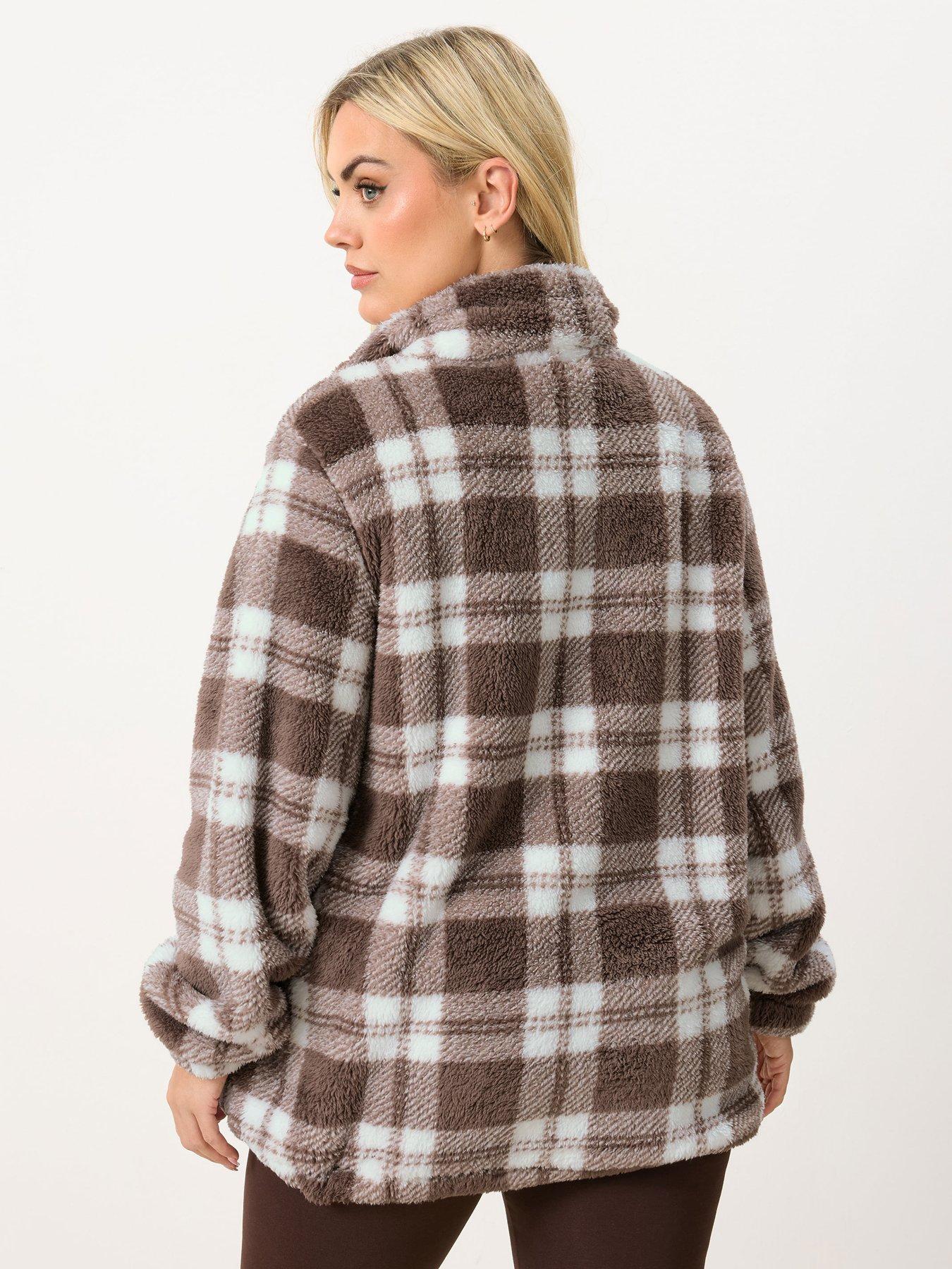Image 2 of 5 of Yours Curve Zip Through Check Fleece