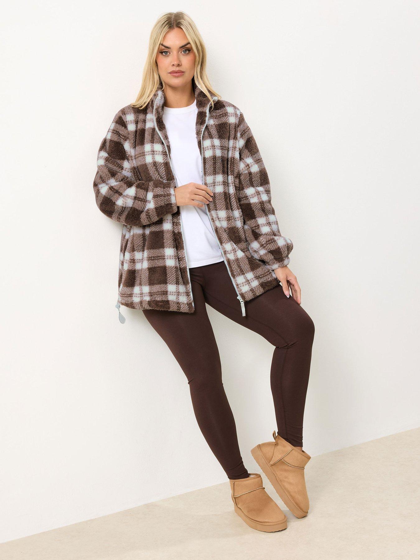 Image 3 of 5 of Yours Curve Zip Through Check Fleece