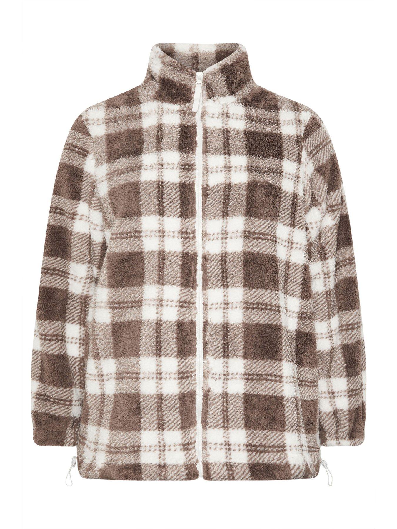 Image 5 of 5 of Yours Curve Zip Through Check Fleece
