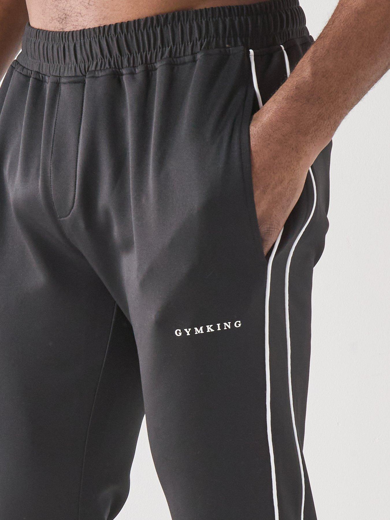 Image 4 of 5 of Gym King Mens Core Piped Tapered Leg Track Pants - Black