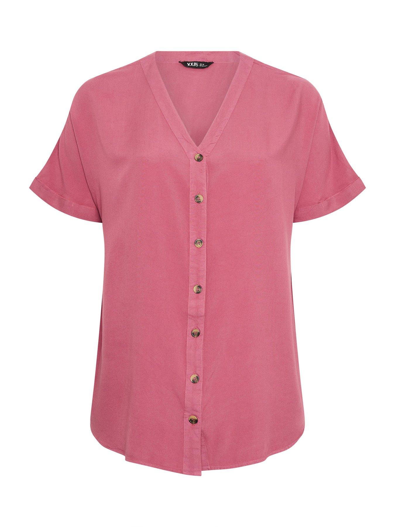 Image 5 of 5 of Yours Curve Button Through Chambray Blouse - Blue