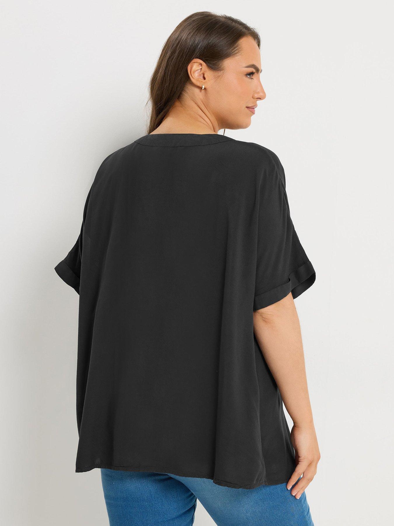 stillFront image of yours-curve-button-through-chambray-blouse-black
