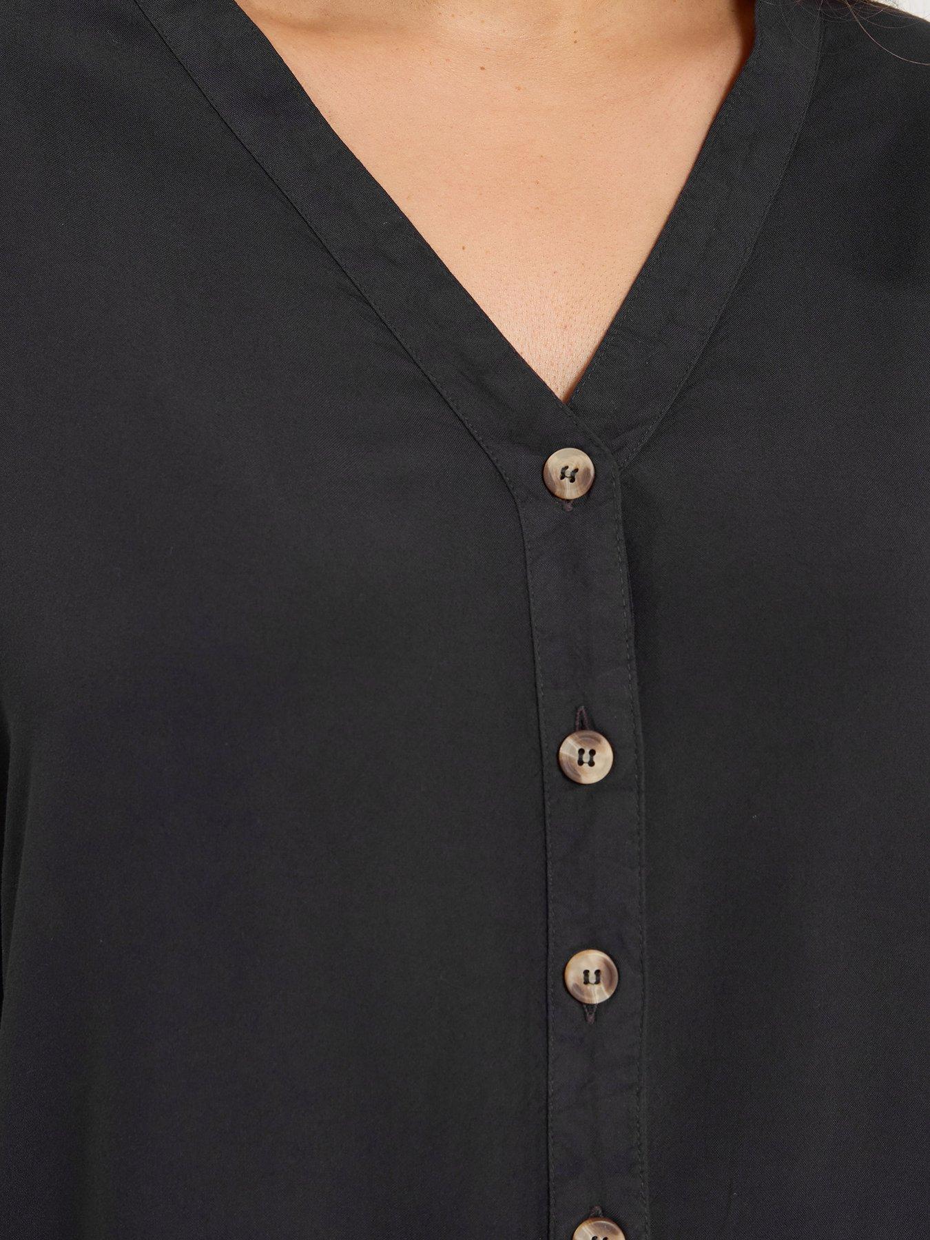  image of yours-curve-button-through-chambray-blouse-black