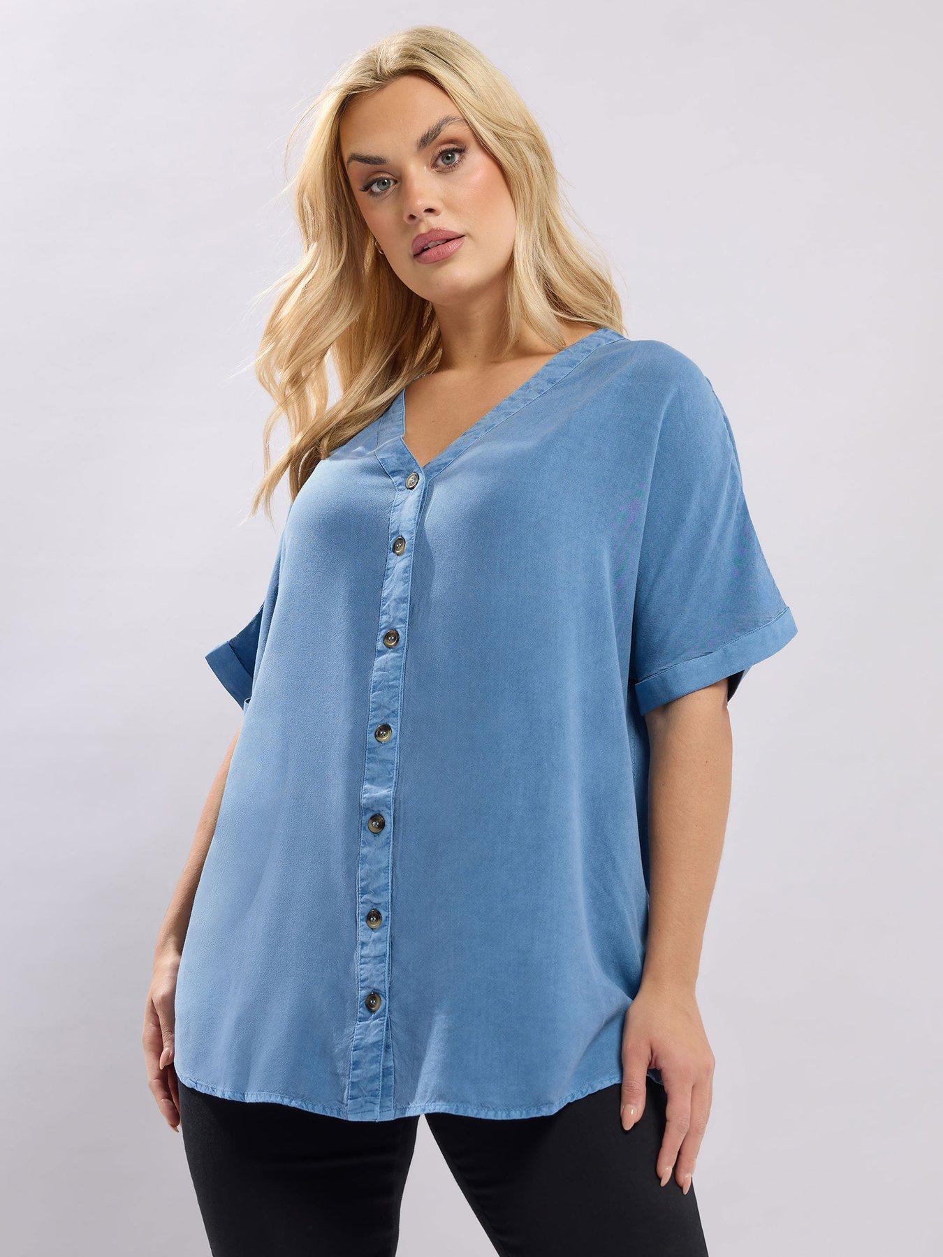Yours Curve Button Through Chambray Blouse