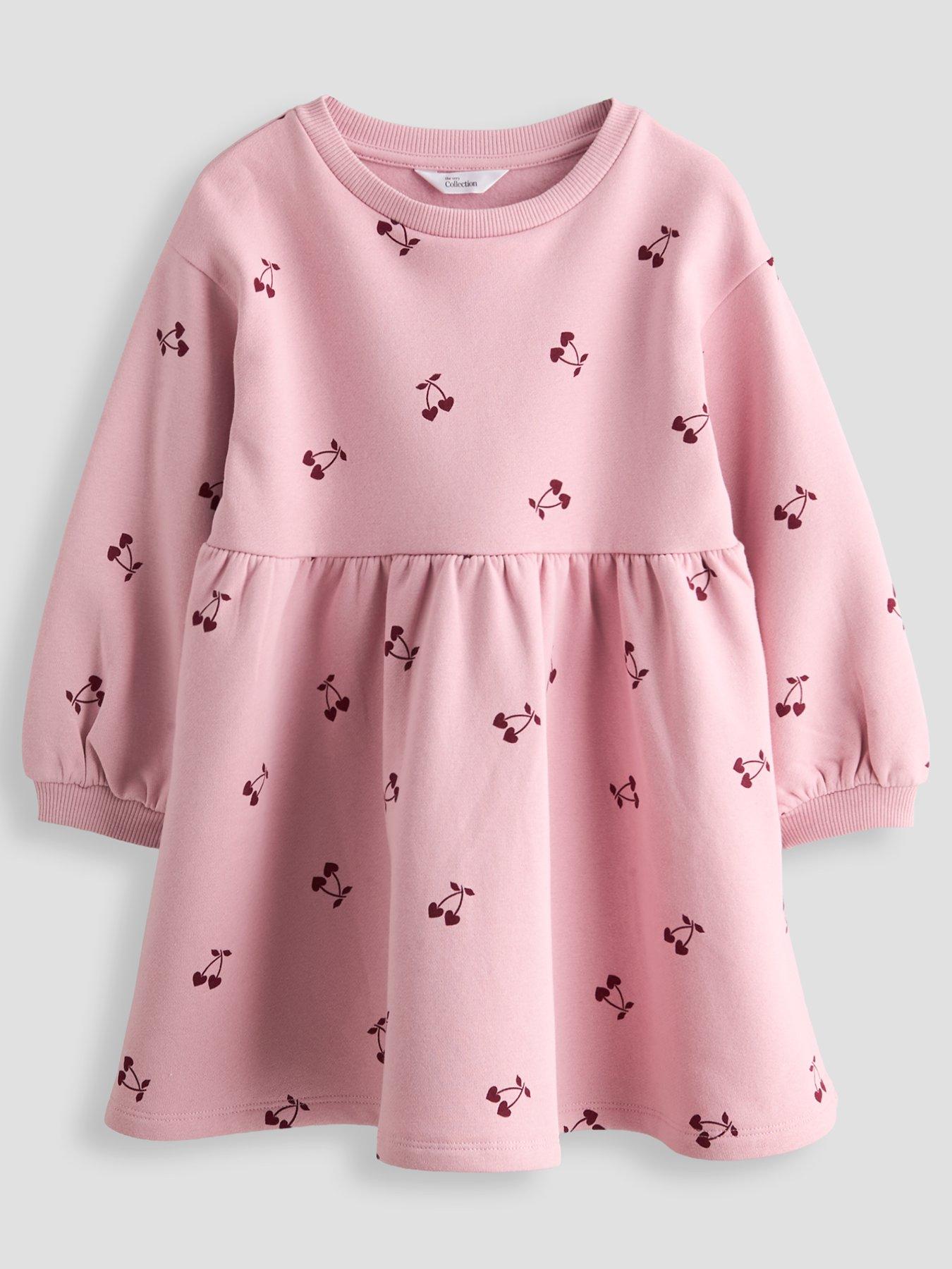 The Very Collection Girls Cherry Print Sweatshirt Dress - Light Pink