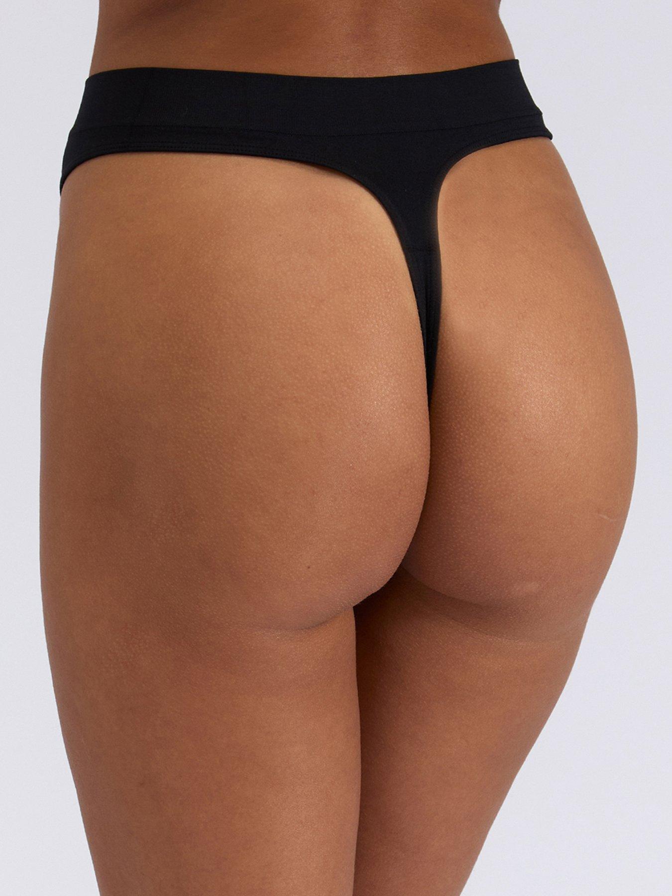 Image 2 of 4 of Boux Avenue Seamfree High Leg Thongs 3 Pack - Black