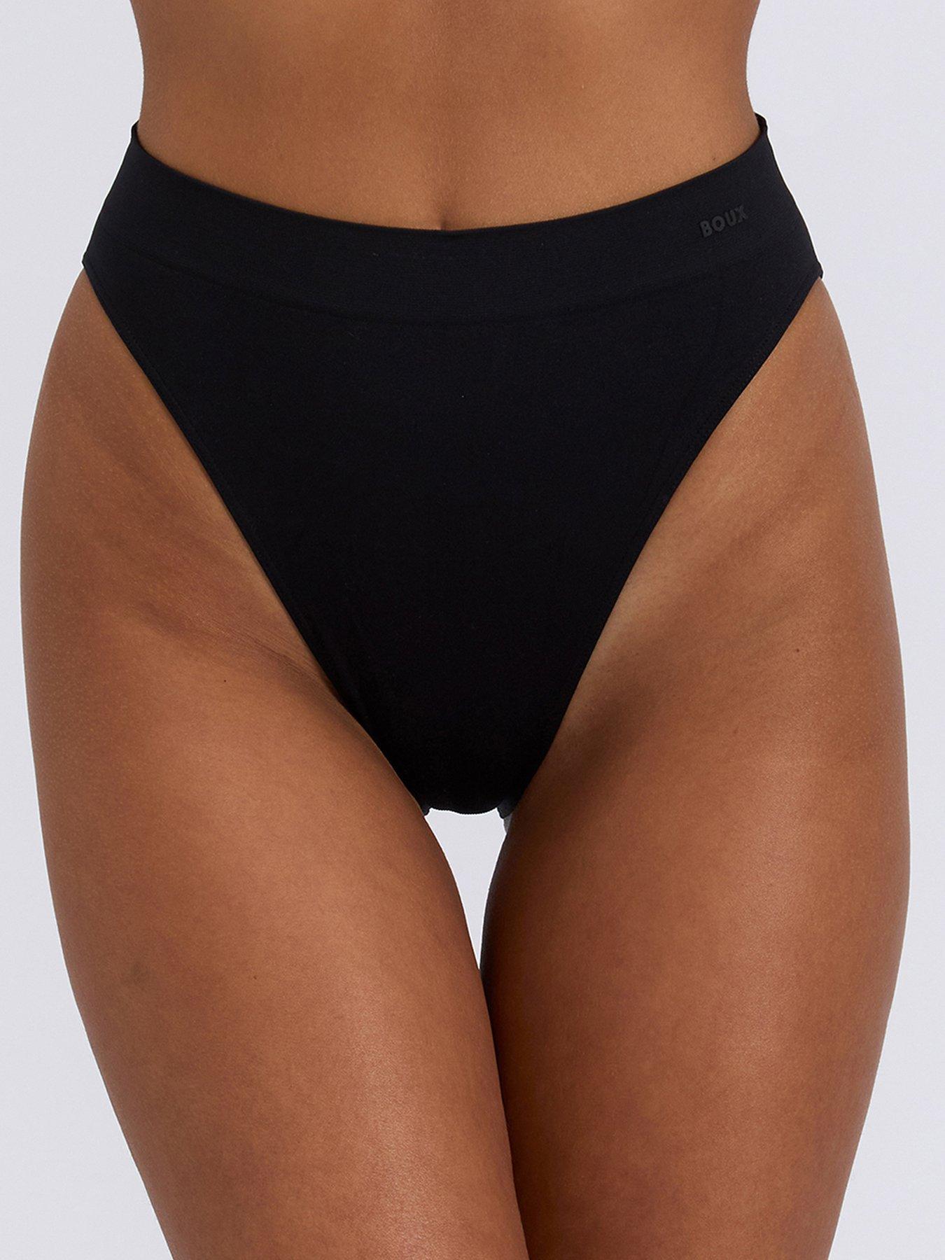 Image 3 of 4 of Boux Avenue Seamfree High Leg Thongs 3 Pack - Black