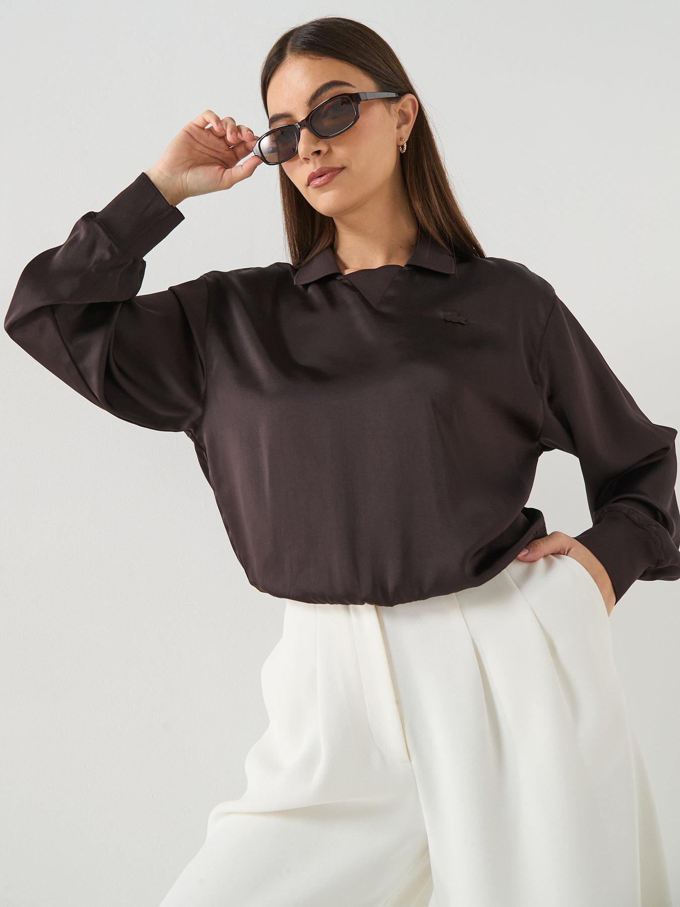 Image 5 of 6 of Lacoste Long Sleeve Knitted Polo Top - Brown