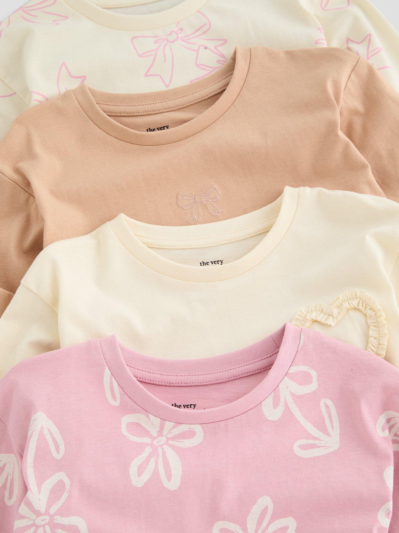 Image 5 of 5 of The Very Collection Girls 4 Pack Long Sleeve Basic T-shirts - Multi