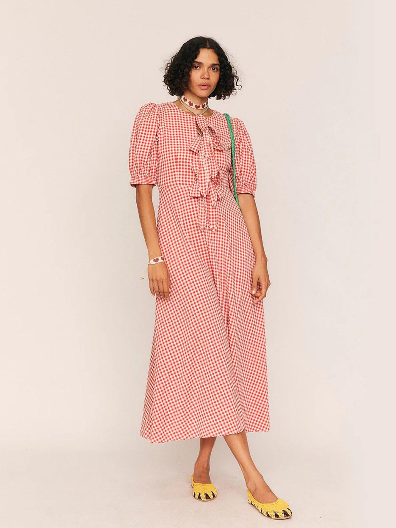 Summery Check Midi Dress - Maude