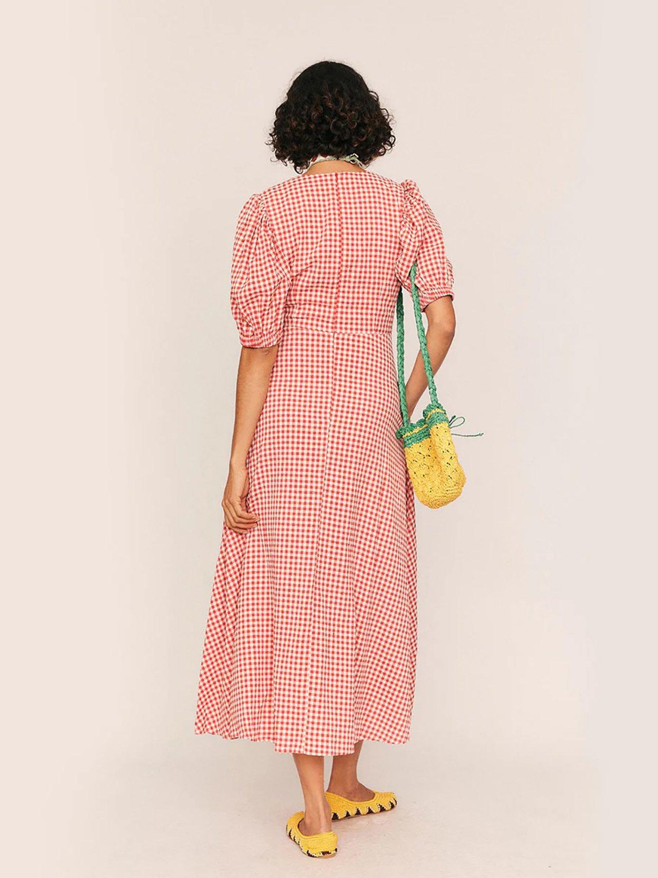Image 2 of 4 of Summery Check Midi Dress - Maude