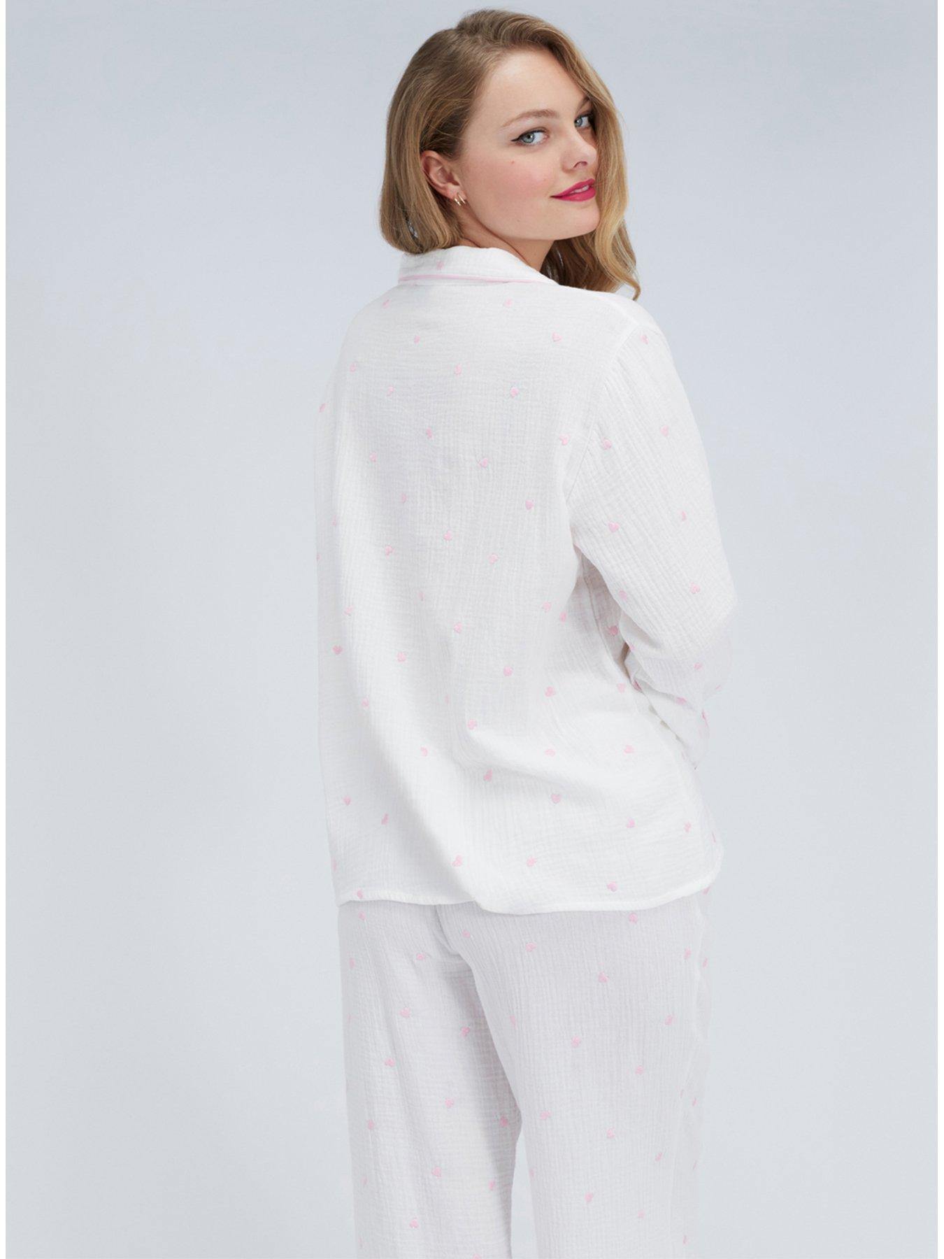  image of boux-avenue-heart-emb-cotton-pyjama-set-white