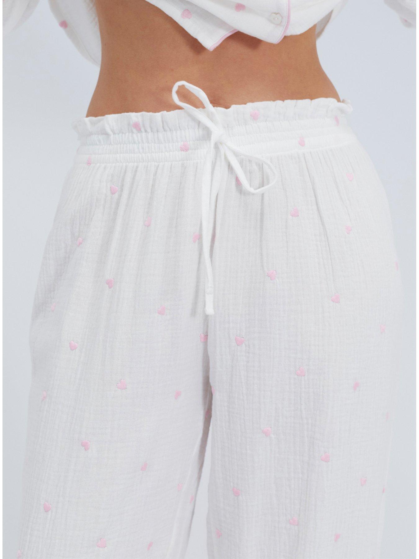  image of boux-avenue-heart-emb-cotton-pyjama-set-white