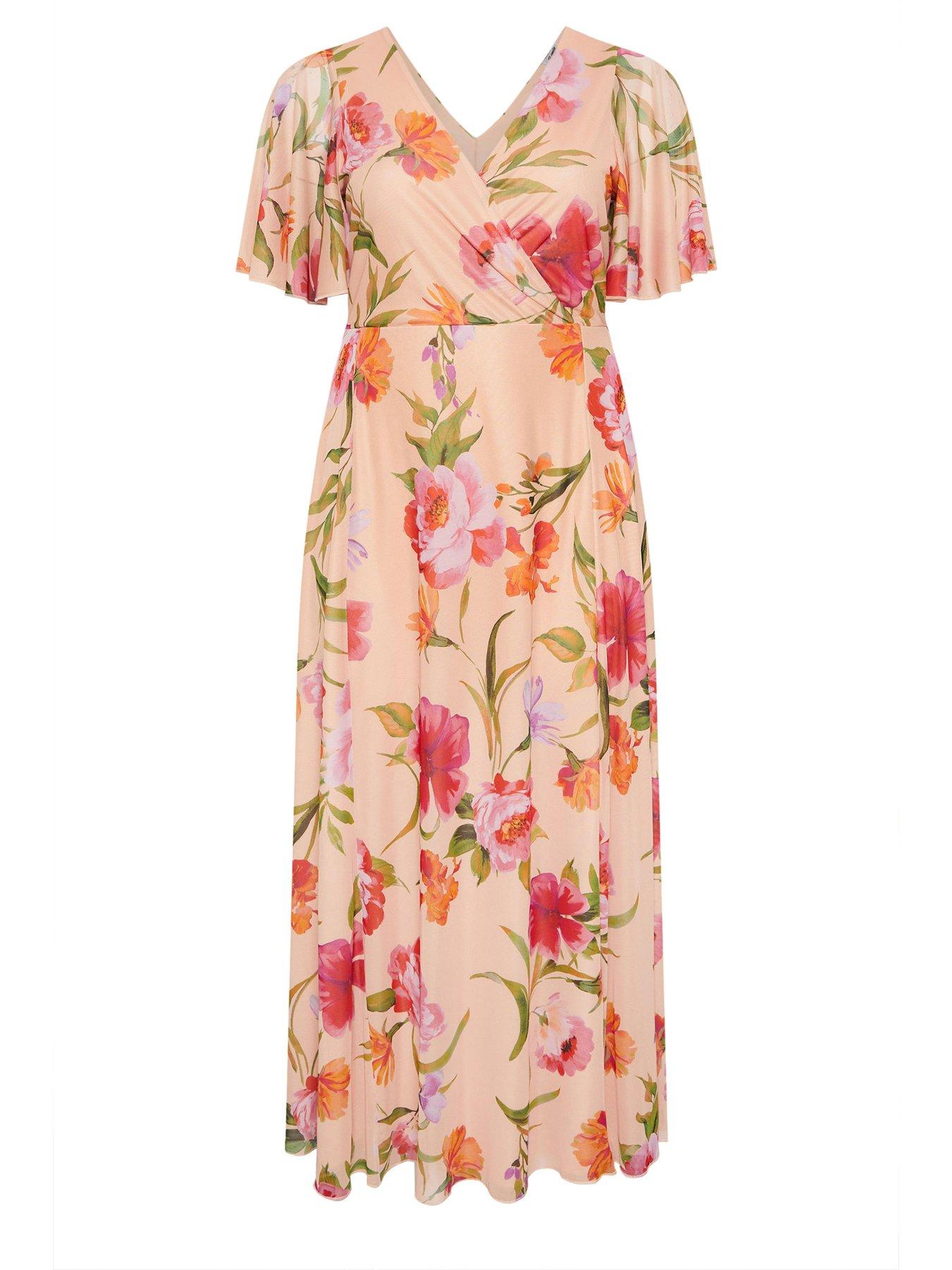 Image 5 of 5 of Yours Curve Blur Mesh Wrap Maxi Dress