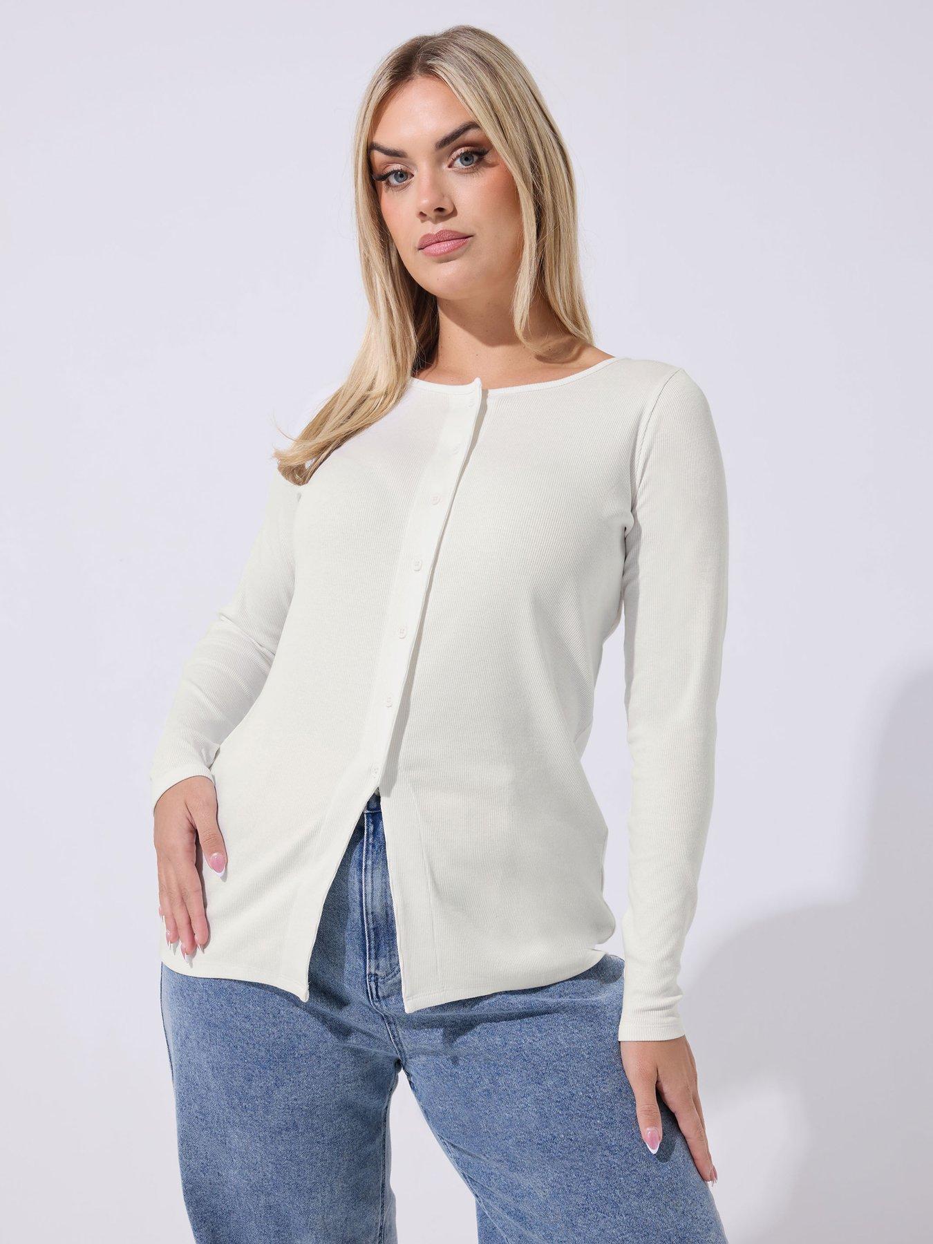 Yours Curve Long Sleeve Button Top