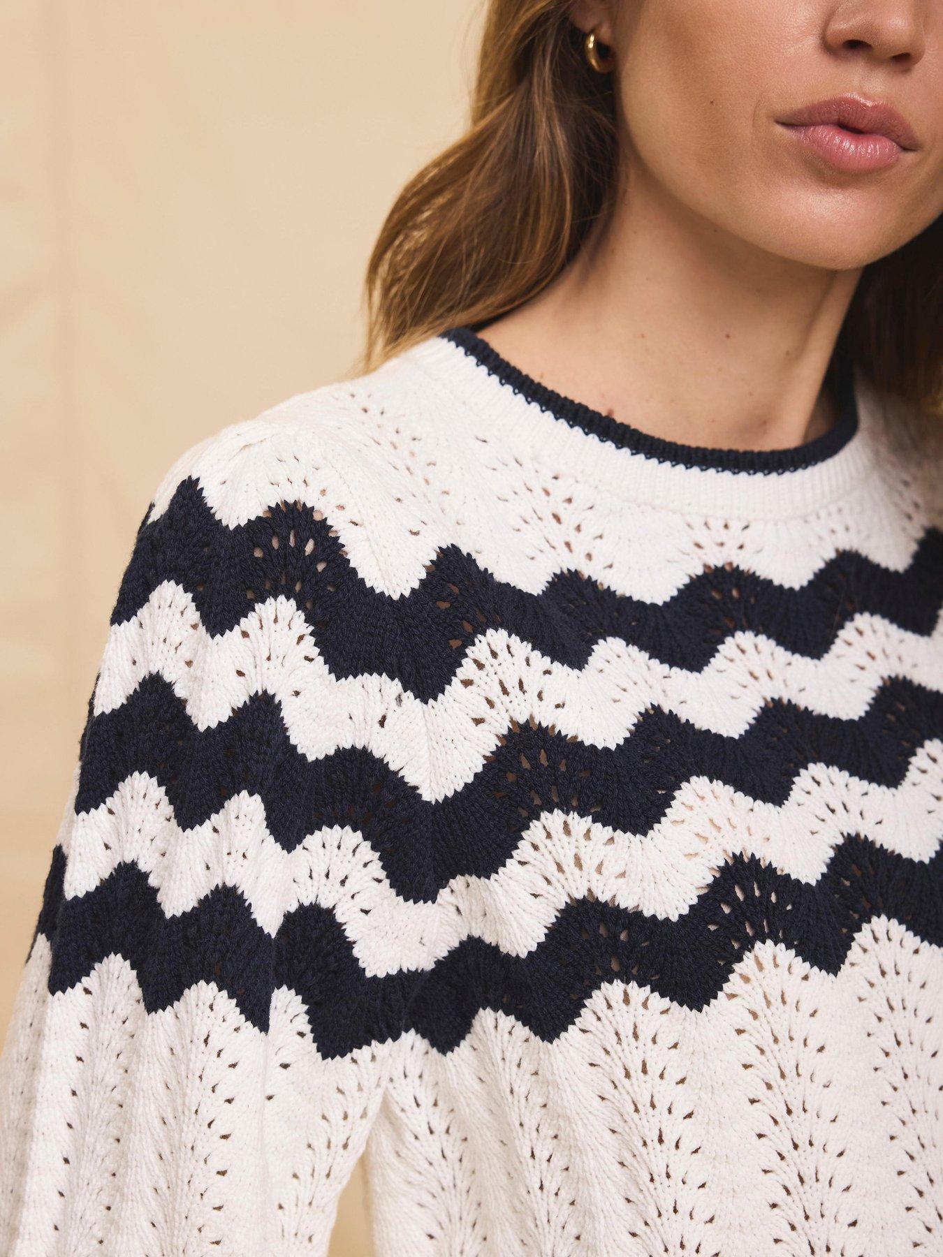 Image 4 of 6 of Mint Velvet Stripe Bow Back Jumper - Ivory