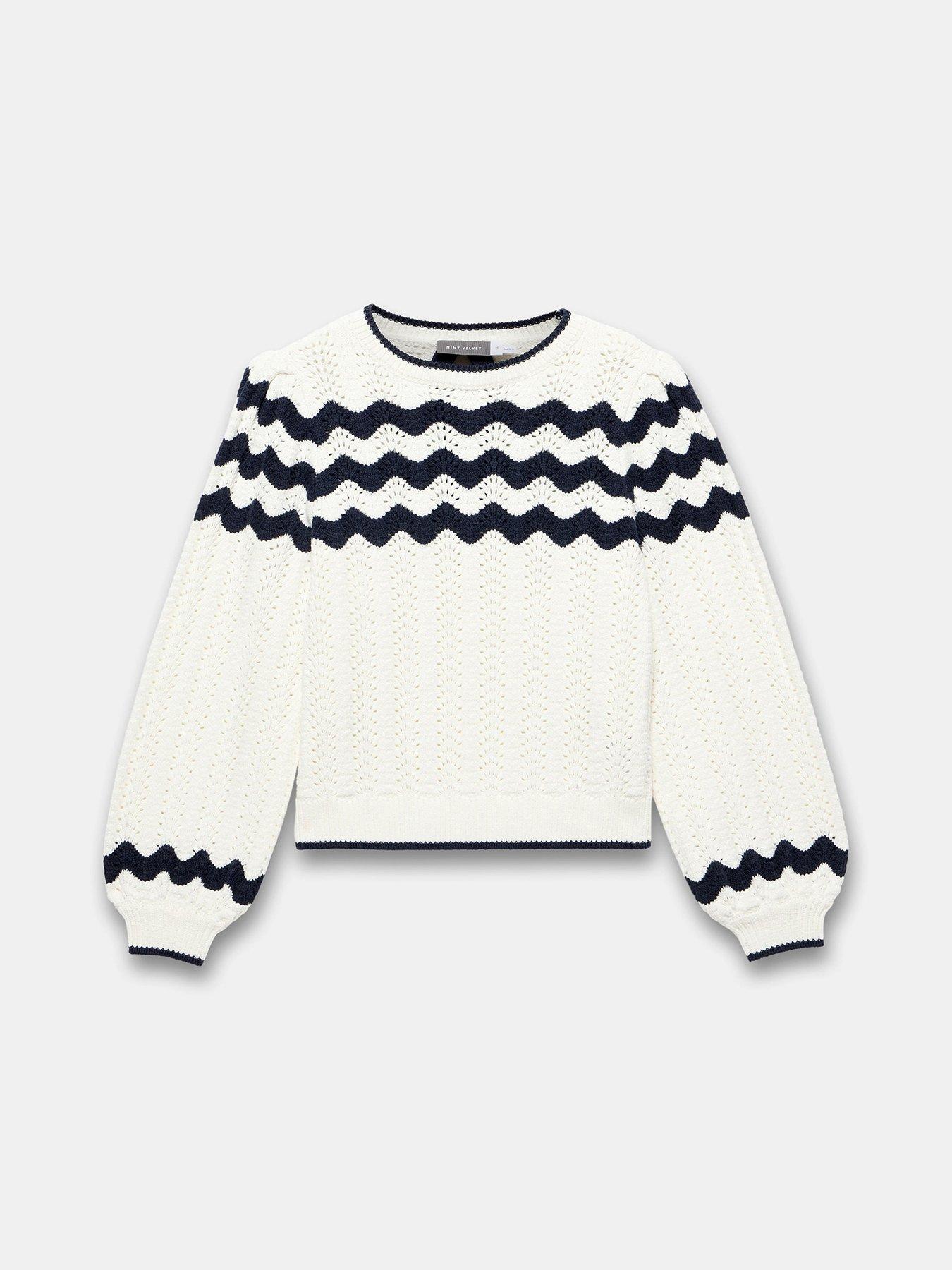 Image 5 of 6 of Mint Velvet Stripe Bow Back Jumper - Ivory