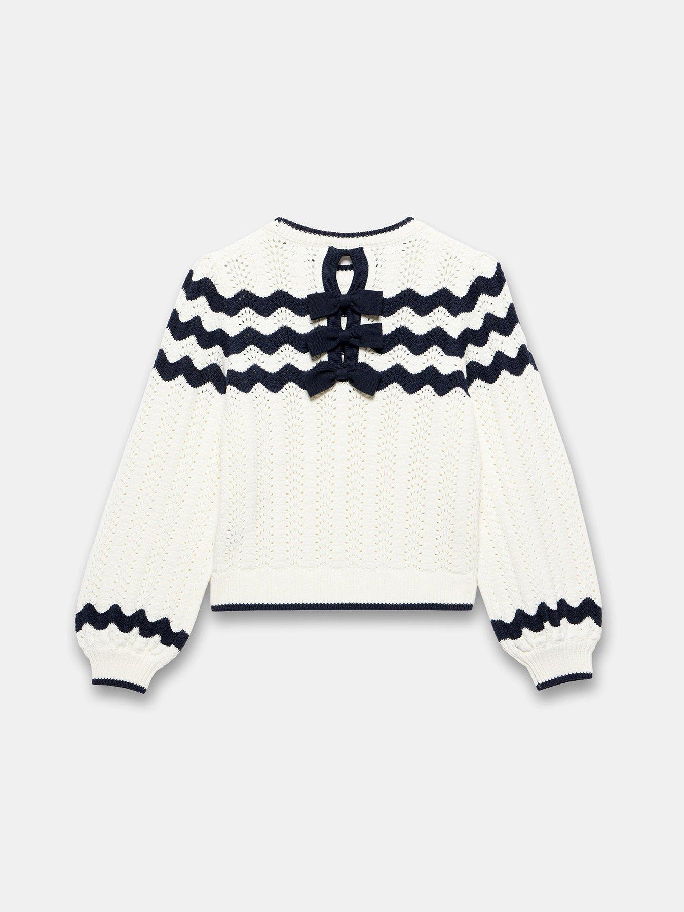 Image 6 of 6 of Mint Velvet Stripe Bow Back Jumper - Ivory