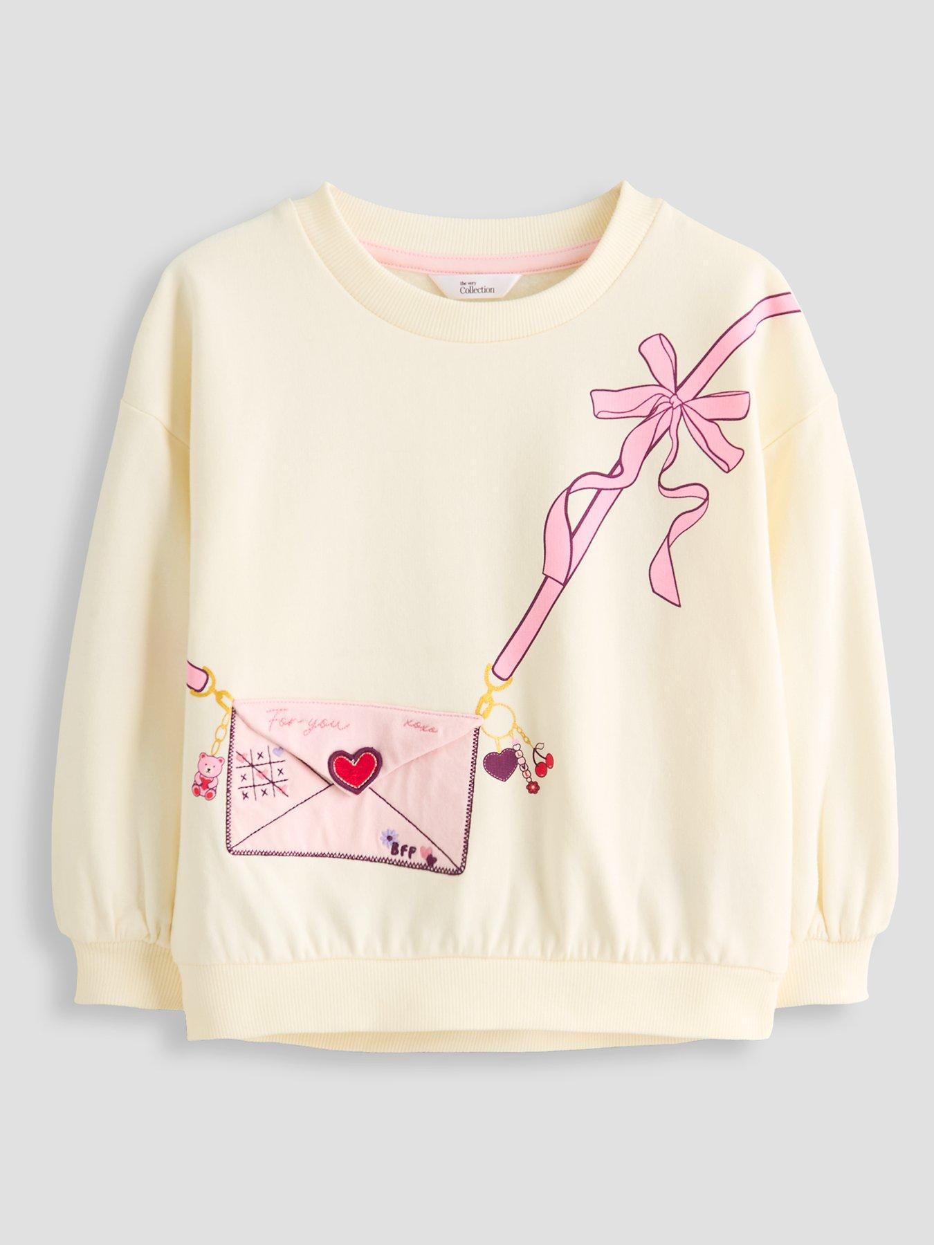 The Very Collection Girls Letter Applique Sweatshirt - Cream