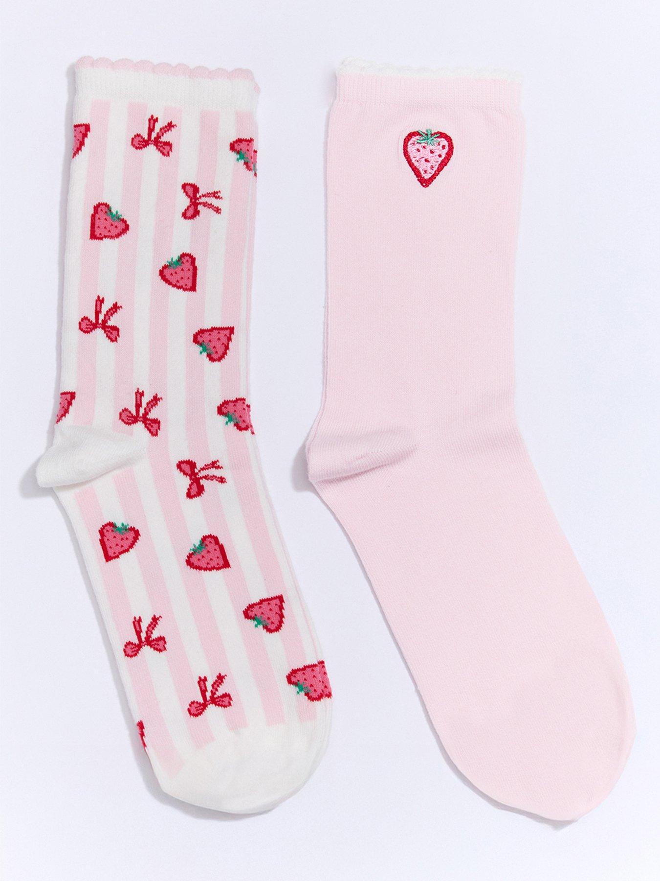 boux-avenue-strawberry-ankle-sock-2-pack-pink