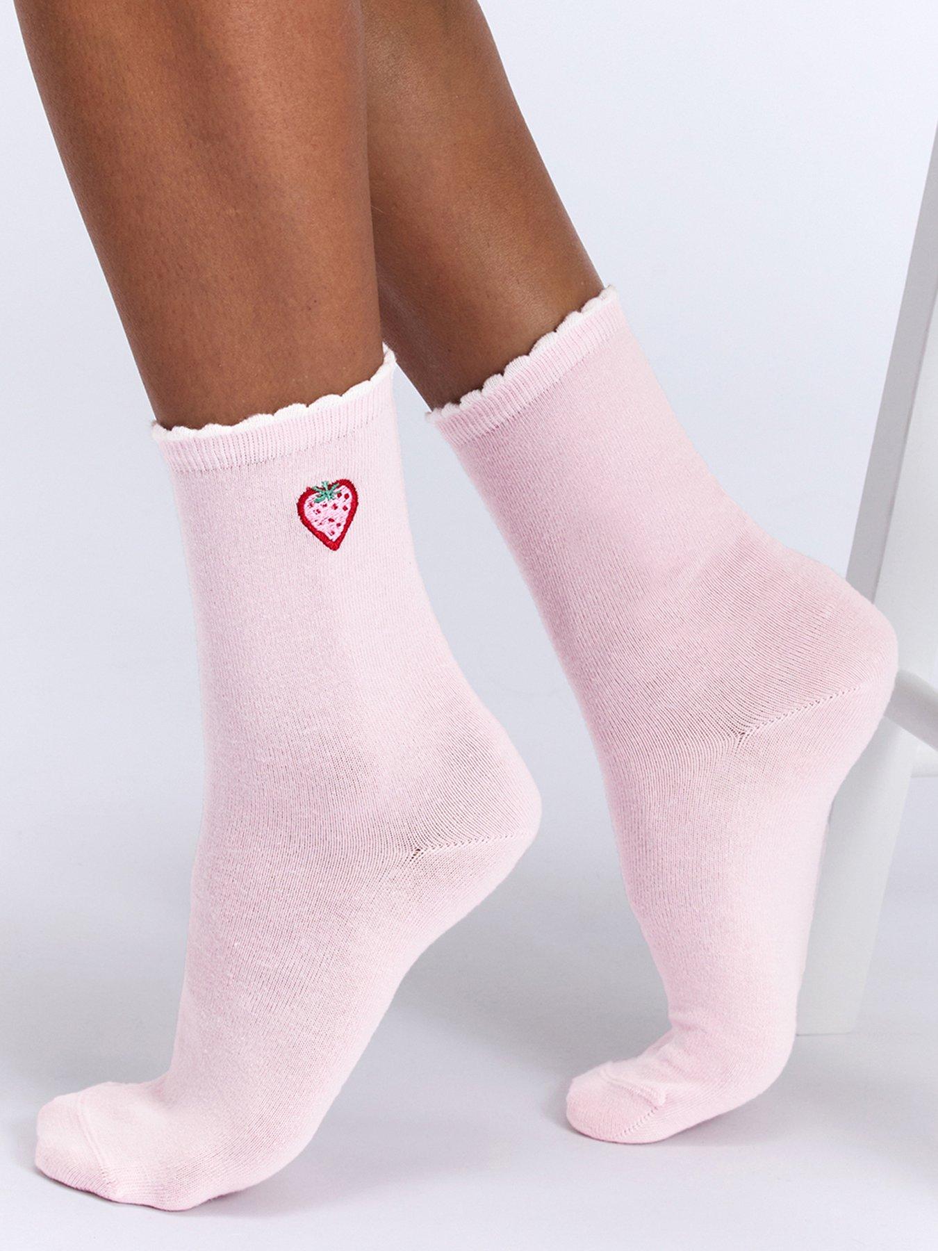  image of boux-avenue-strawberry-ankle-sock-2-pack-pink