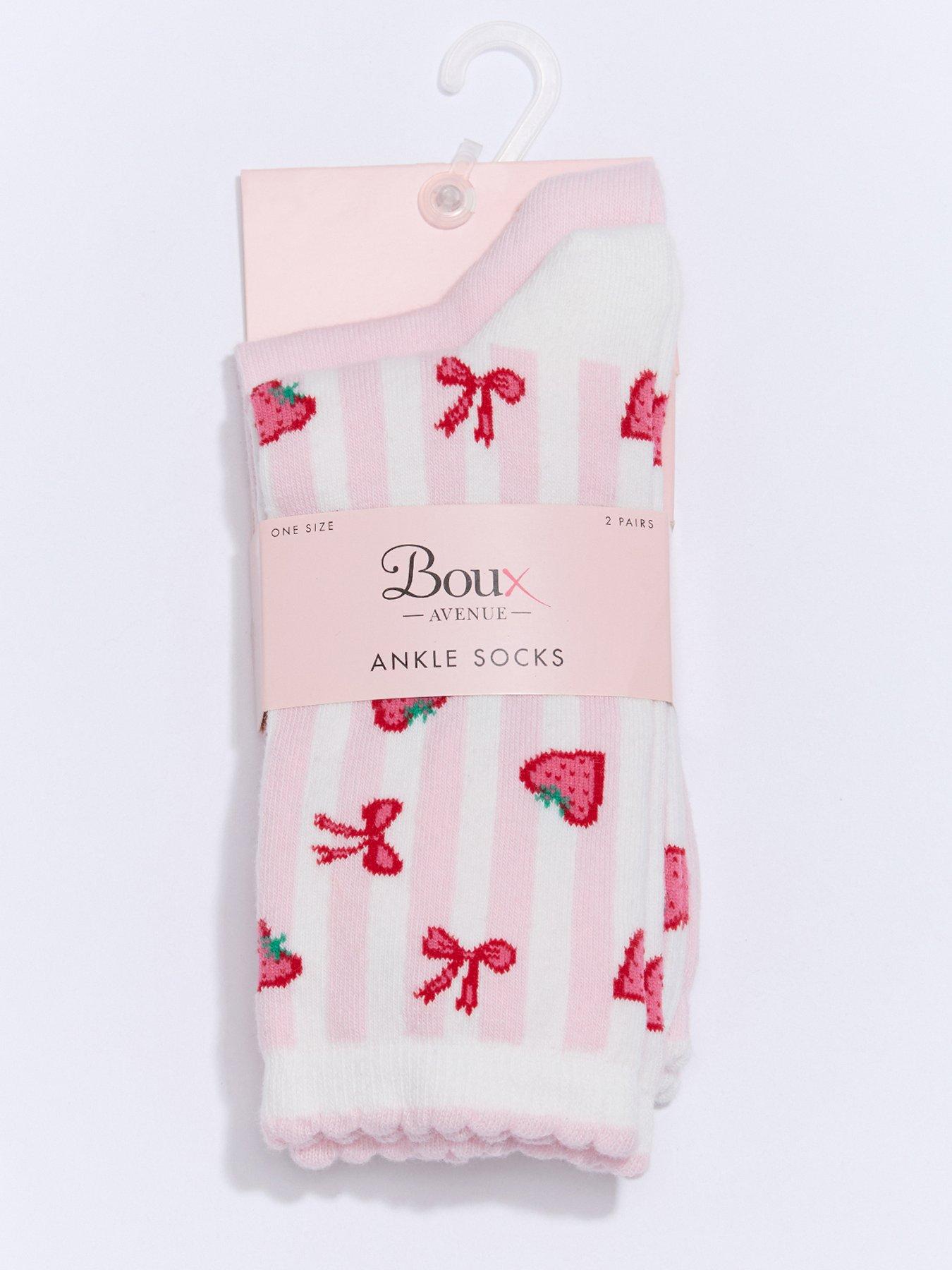  image of boux-avenue-strawberry-ankle-sock-2-pack-pink