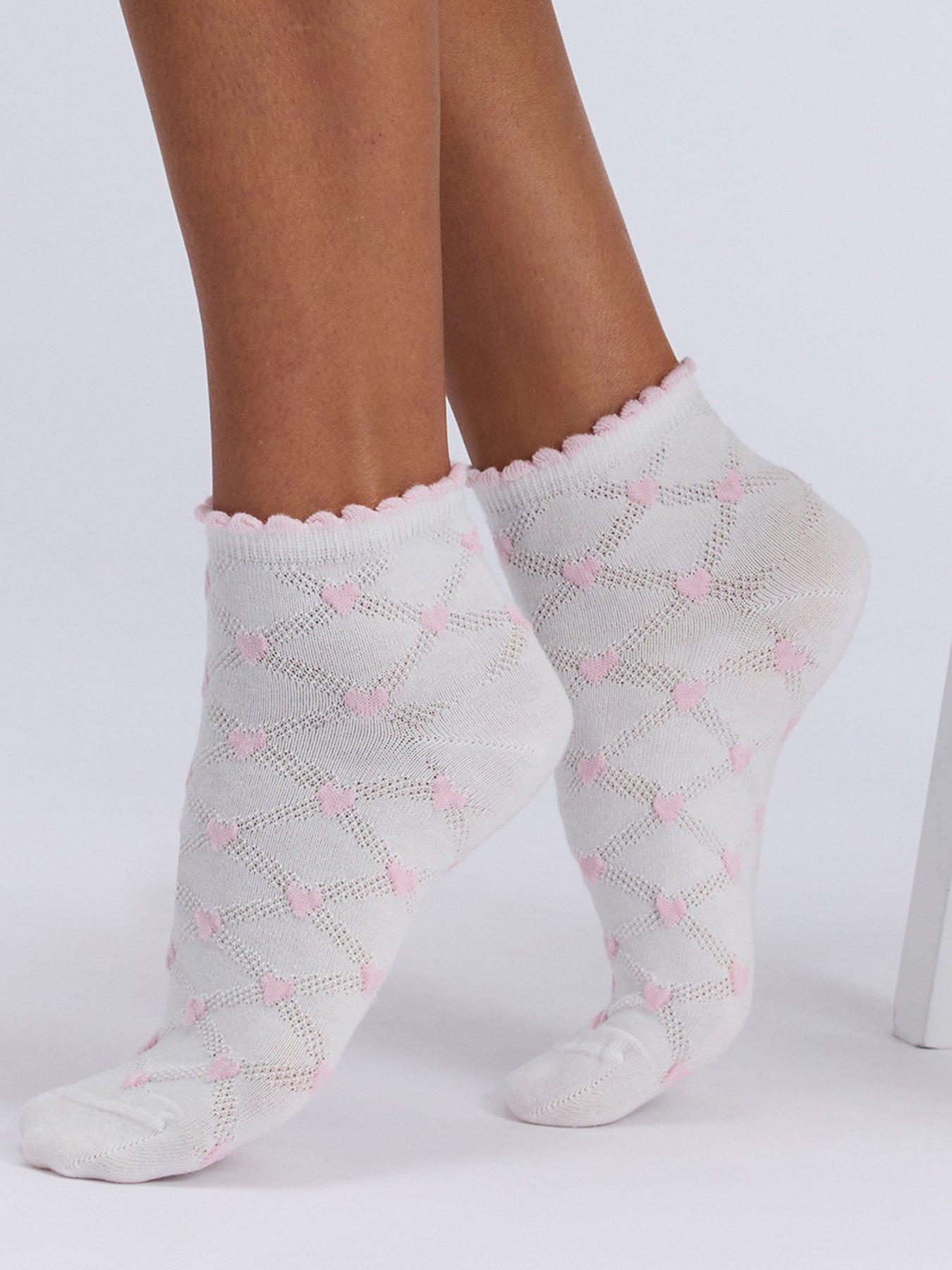  image of boux-avenue-heart-2-pack-midi-socks-pink