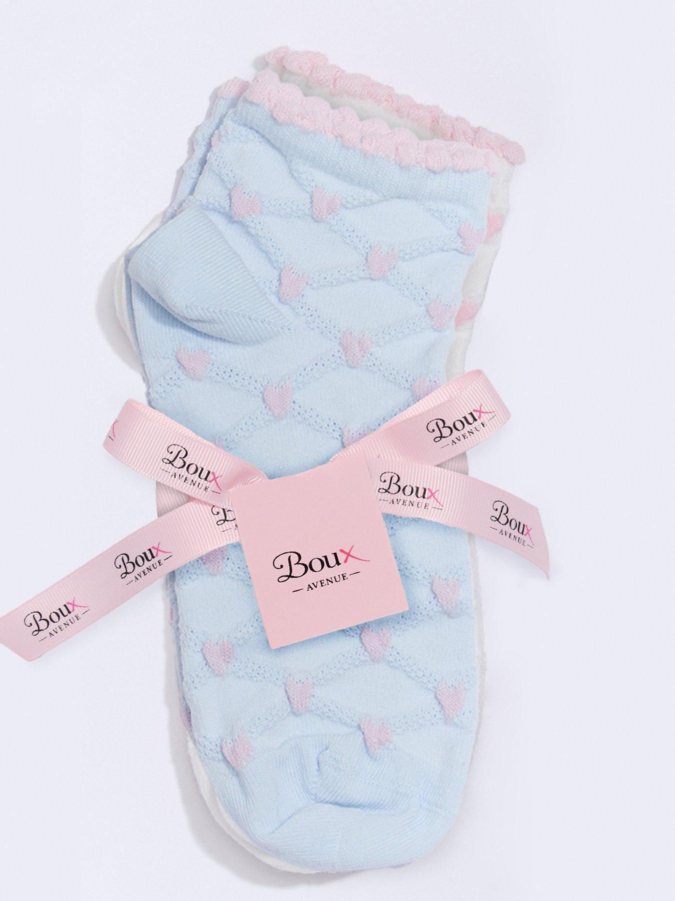  image of boux-avenue-heart-2-pack-midi-socks-pink