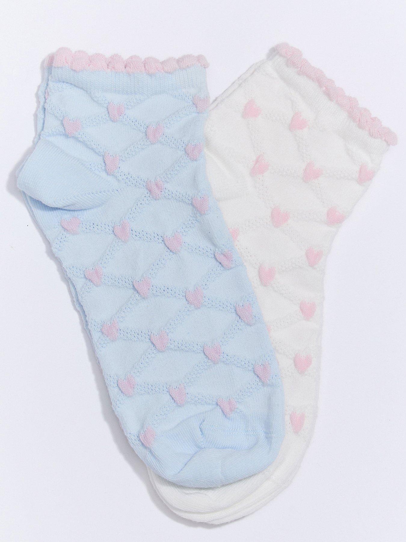  image of boux-avenue-heart-2-pack-midi-socks-pink