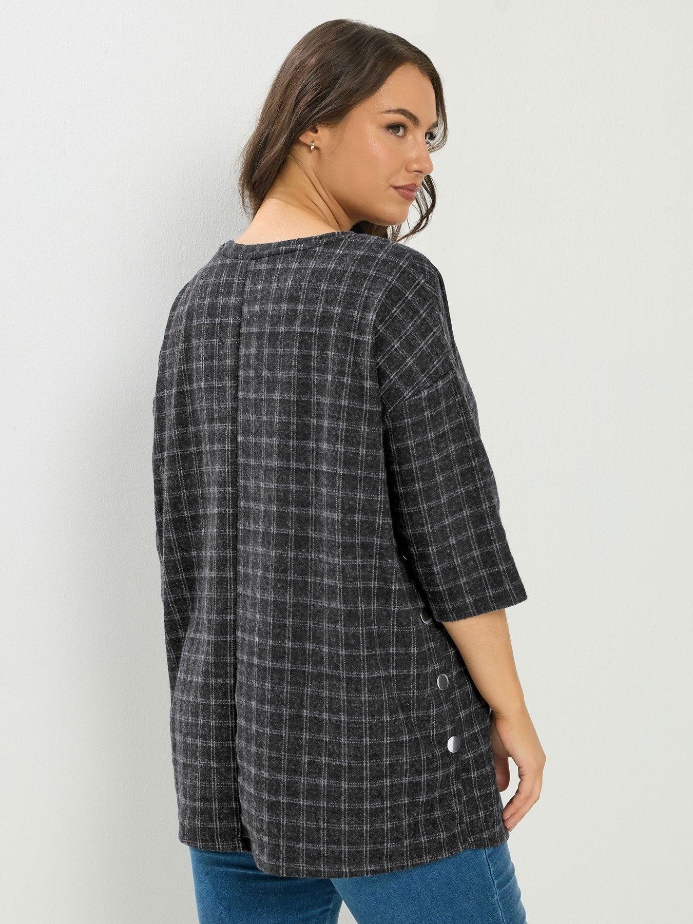 Yours Curve Side Button Check Top | Littlewoods