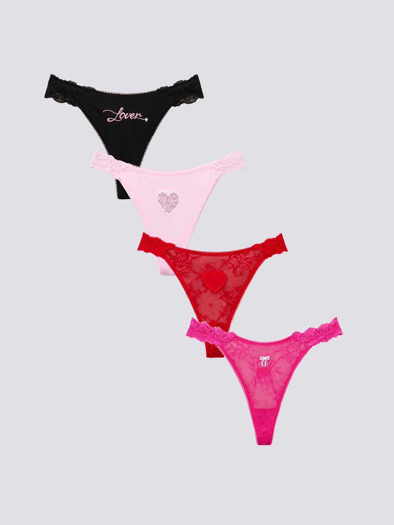 Boux Avenue Valentines Thong 4pk Gift Box - Pink Mix