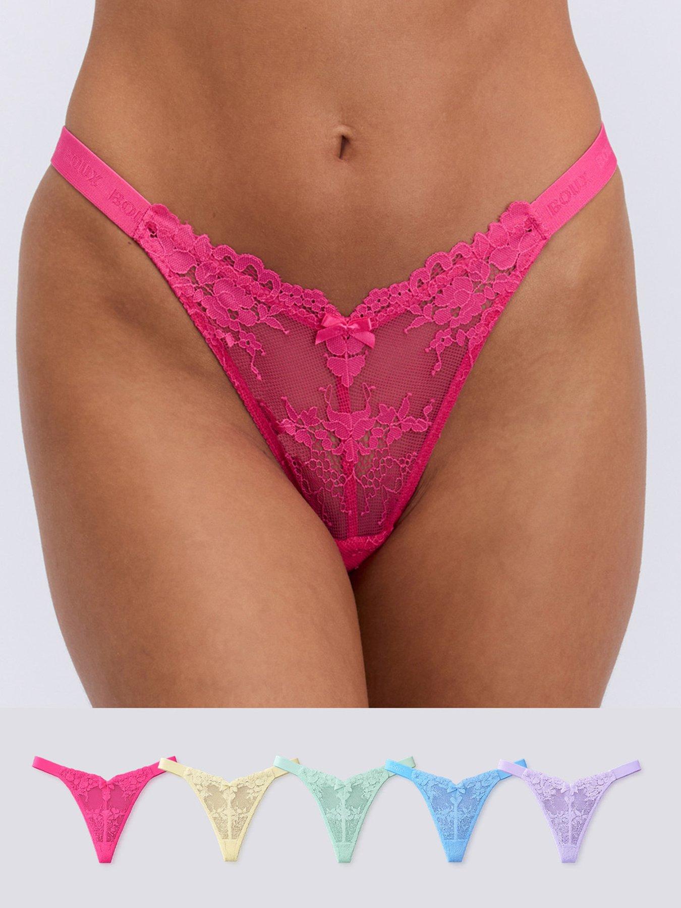 Boux Avenue Boux Avenue Fran High Leg Lace Thong 5pk - Multicoloured