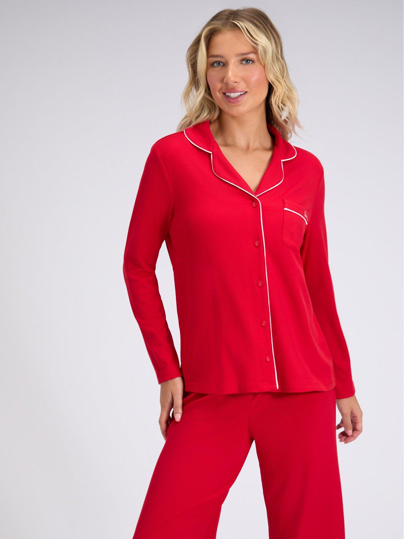 Boux Avenue Rib Modal Revere Pyjama Top - Red