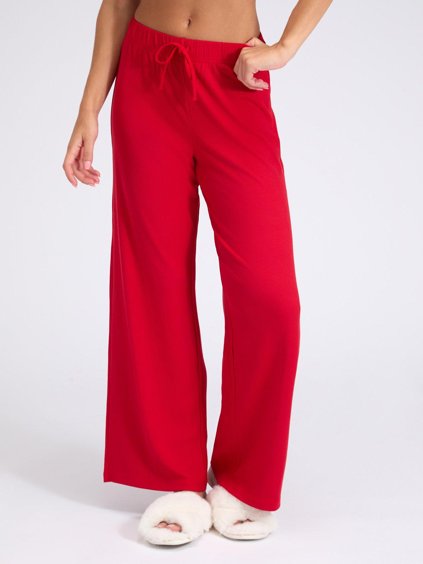  image of boux-avenue-rib-modal-pant-red