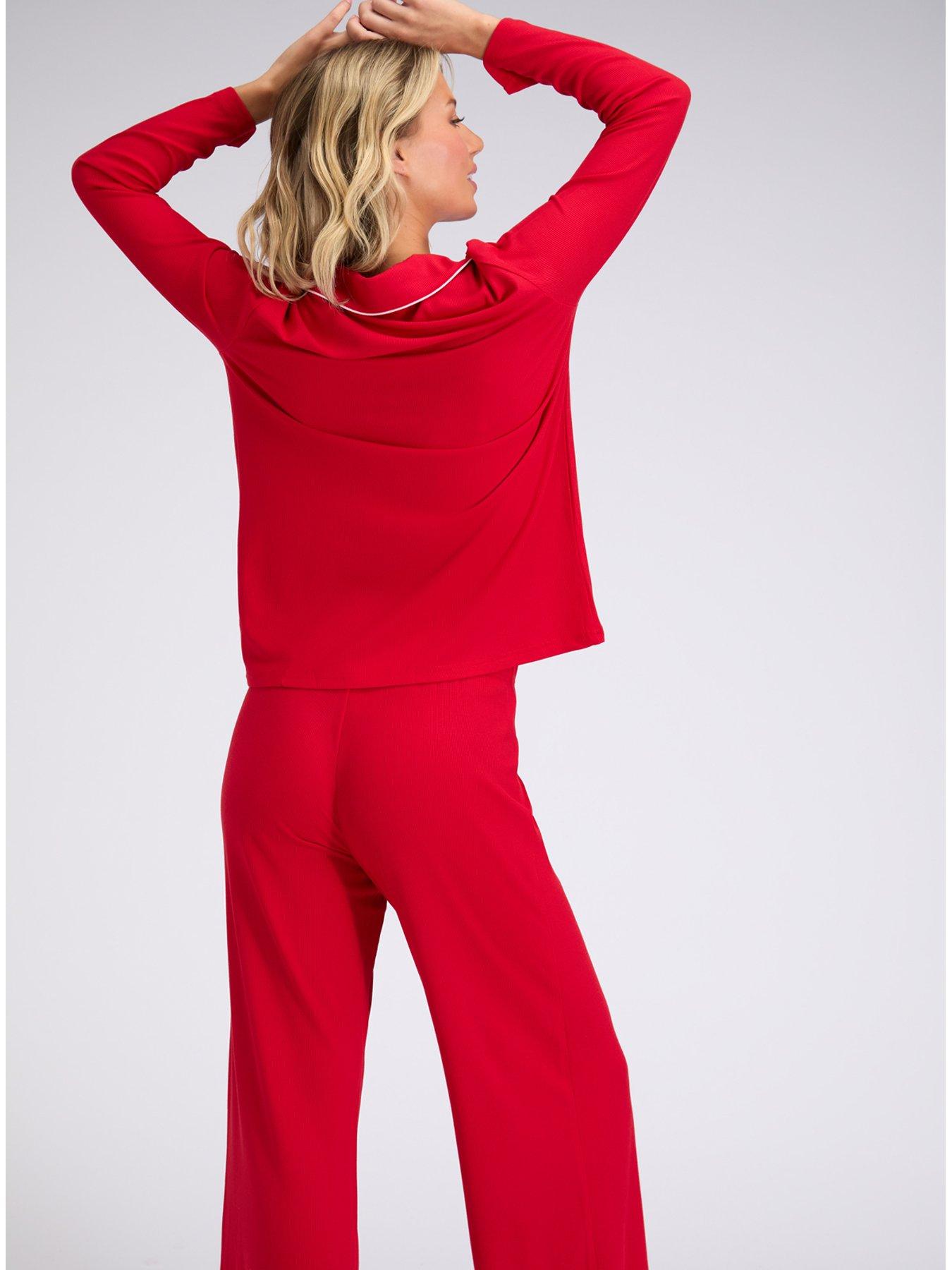  image of boux-avenue-rib-modal-pant-red