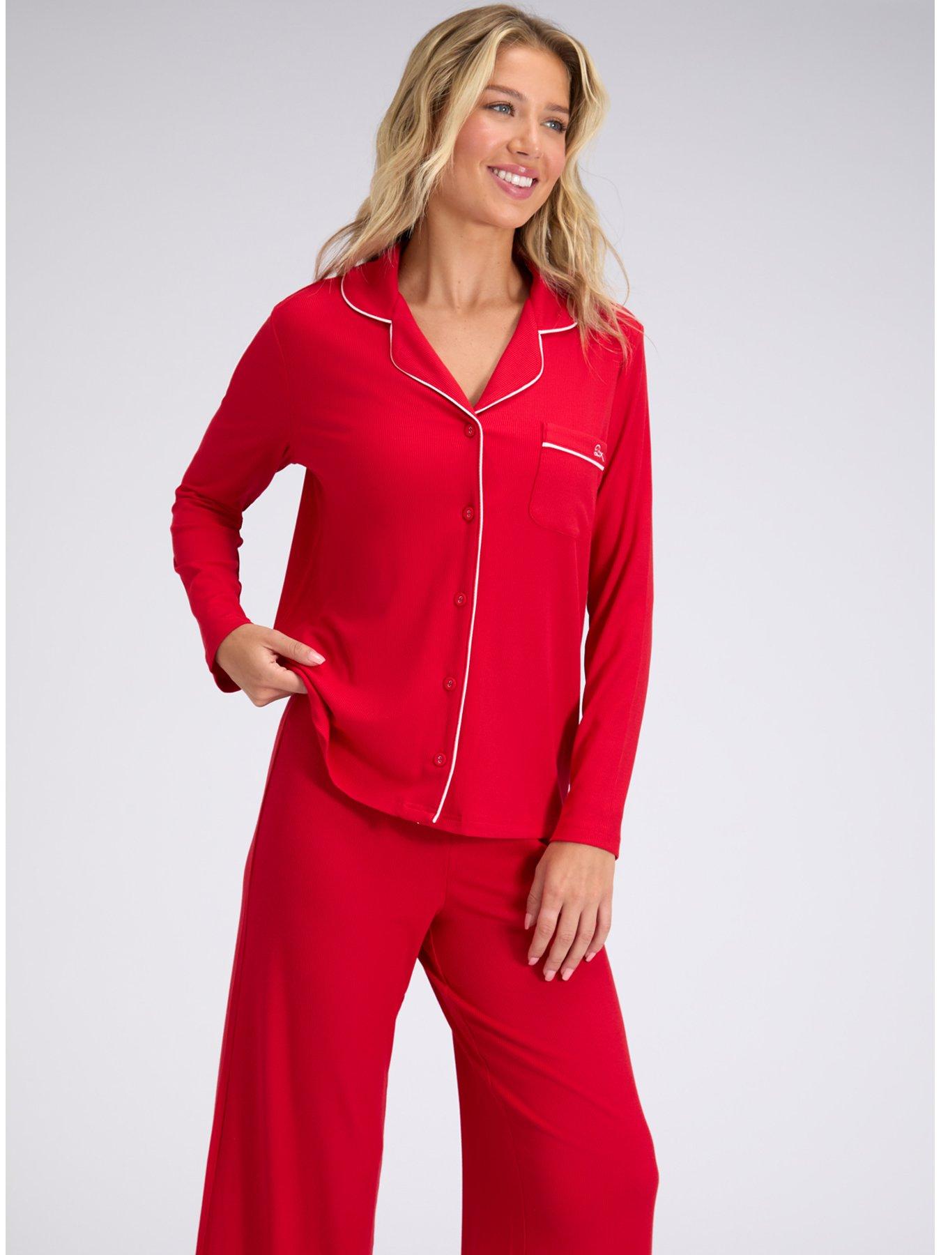  image of boux-avenue-rib-modal-pant-red