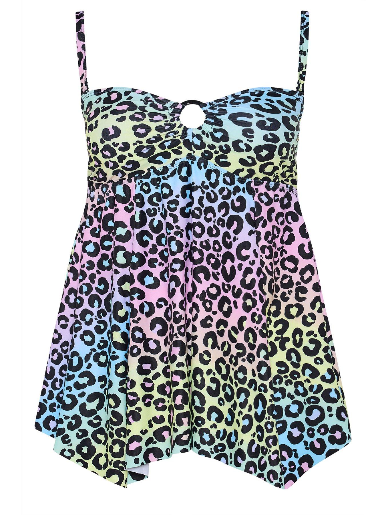 Image 6 of 6 of Yours Curve Leopard Bandeau Tankini