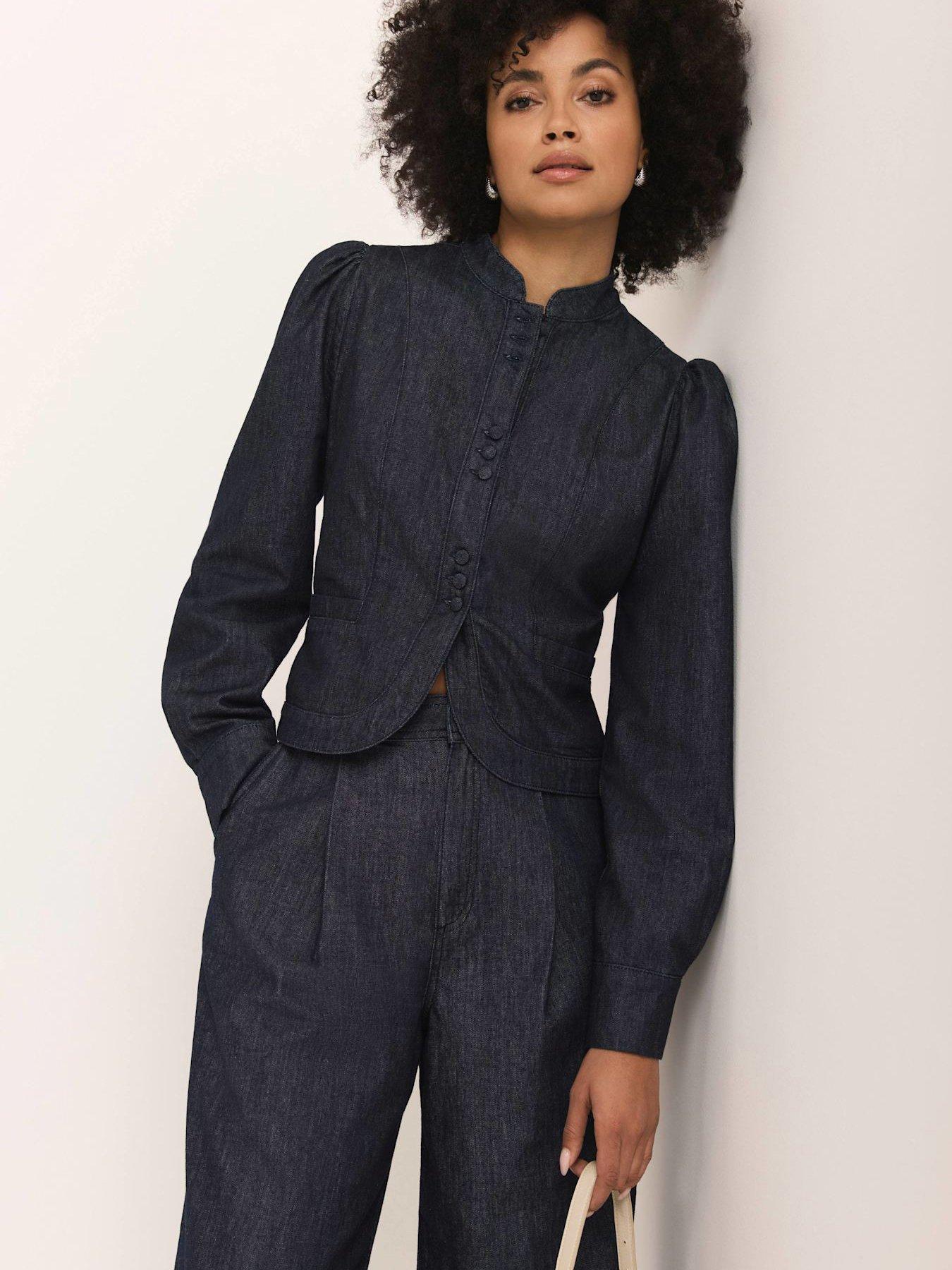 Mint Velvet Denim Long Sleeve Jacket - Dark Indigo