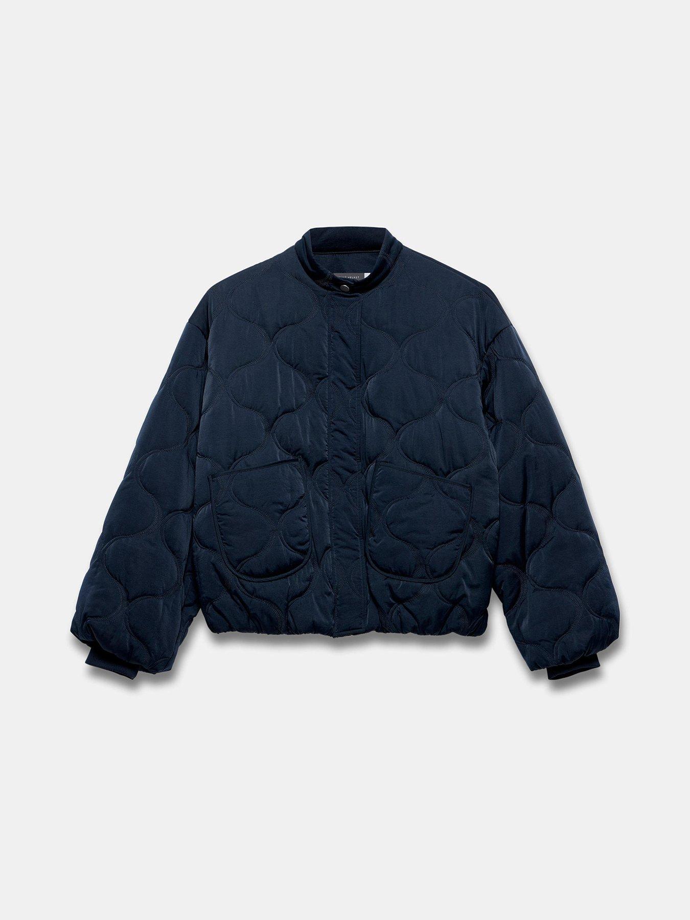 Image 5 of 6 of Mint Velvet Navy Quilted Bomber Jacket - Blue