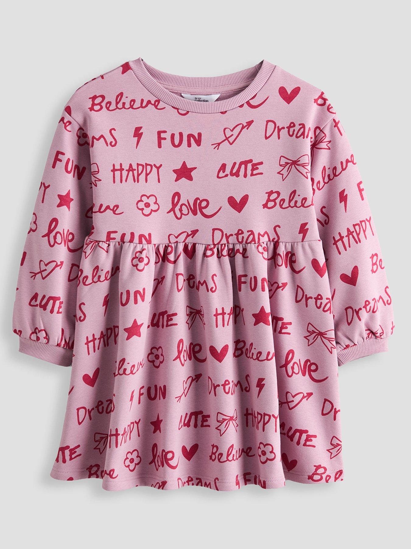 Image 3 of 6 of The Very Collection Girls 2 Pack Graphic Print Sweat Dresses - Multi