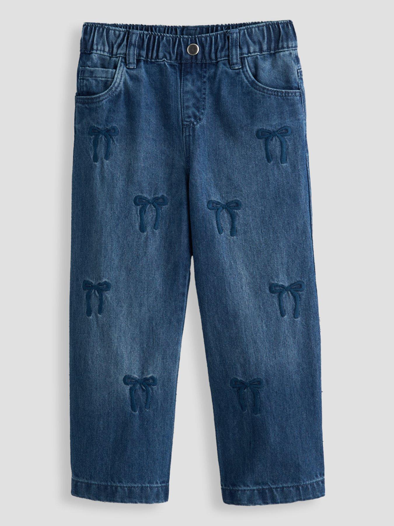 The Very Collection Girls Embroidered Wide Leg Jean - Blue