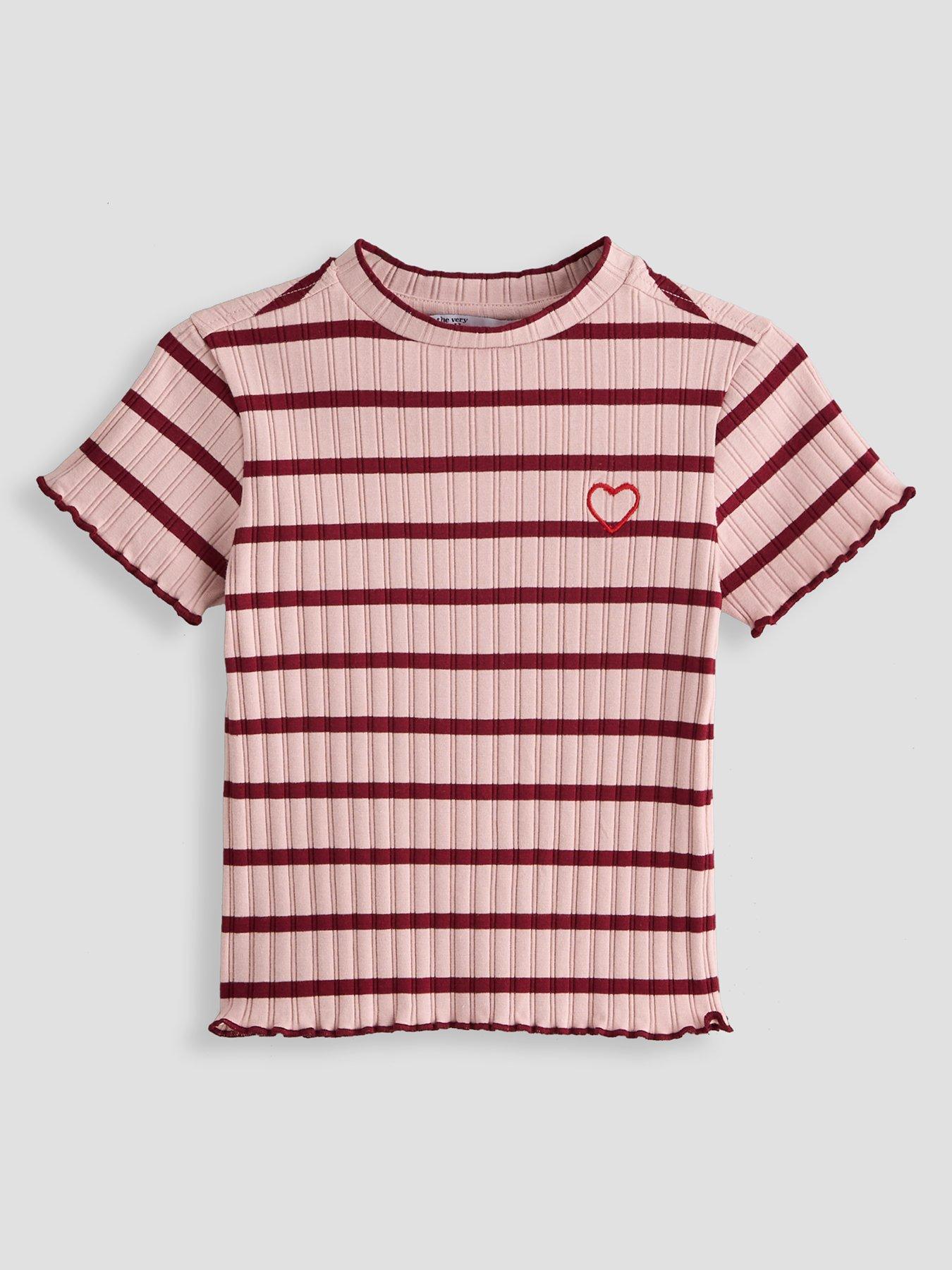 The Very Collection Girls Basic Rib Striped T-Shirt - Print