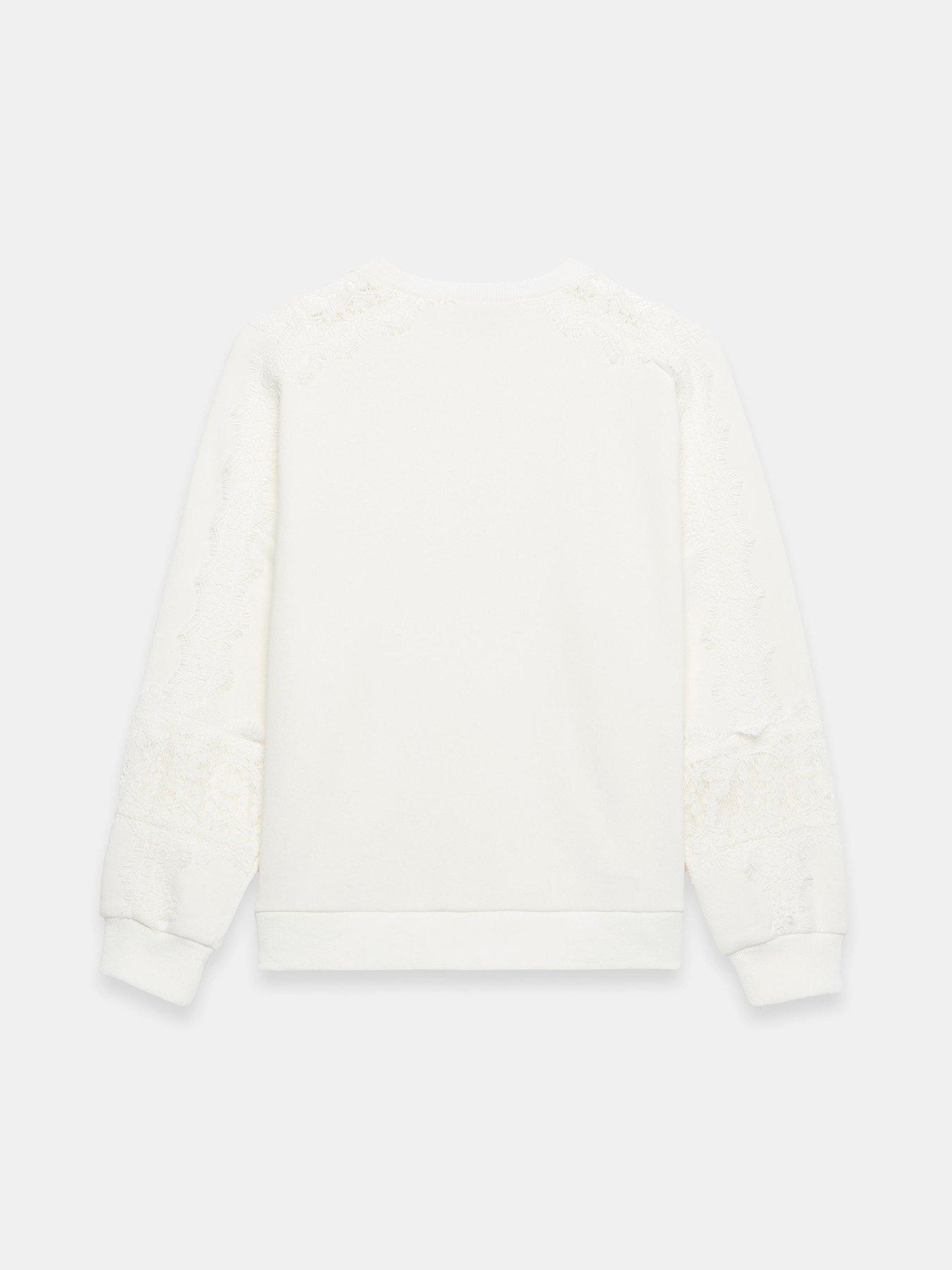 Image 6 of 6 of Mint Velvet Lace Insert Sweatshirt - White