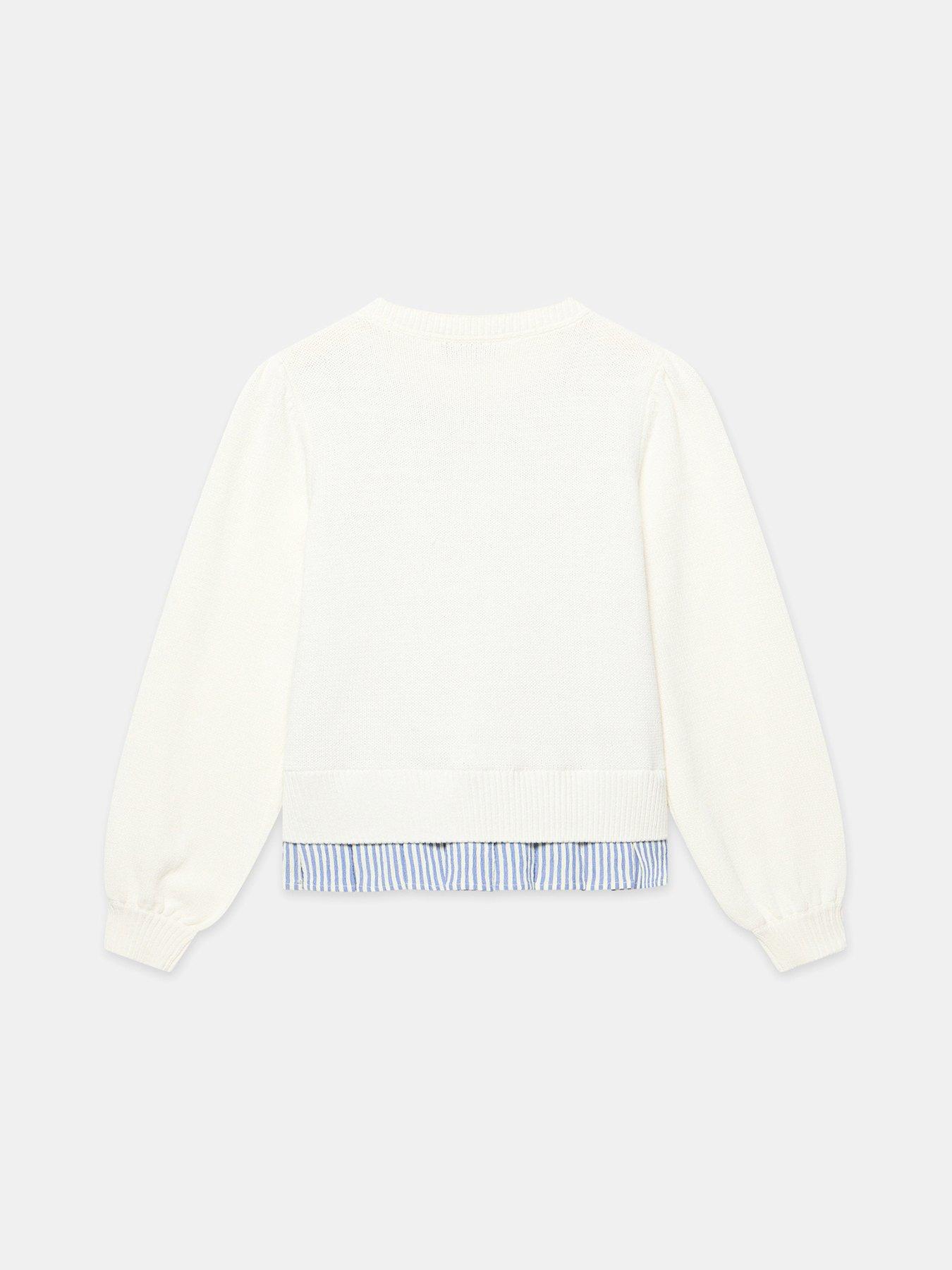 Image 4 of 7 of Mint Velvet Woven Mix Stripe Jumper - White