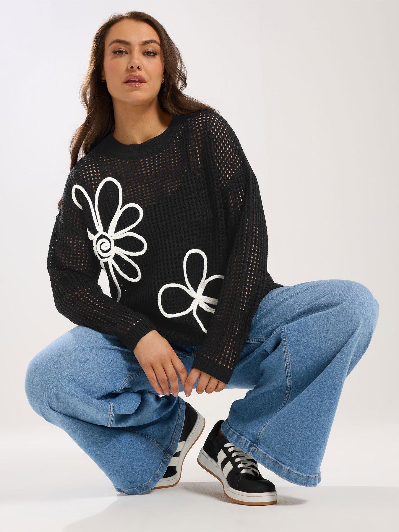 front image of yours-curve-floral-jumper
