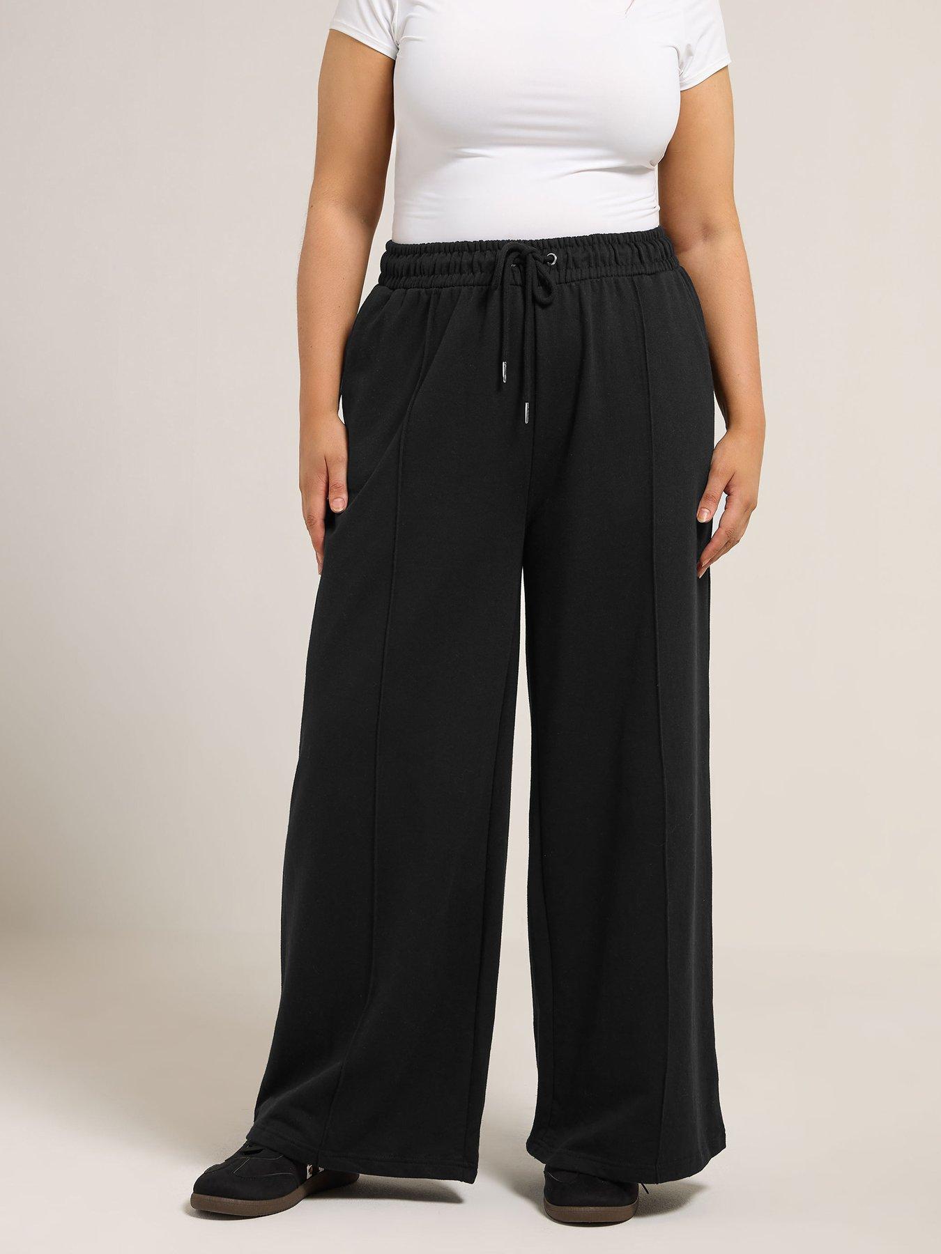 Yours Curve Wide Leg Jogger 28" - Black
