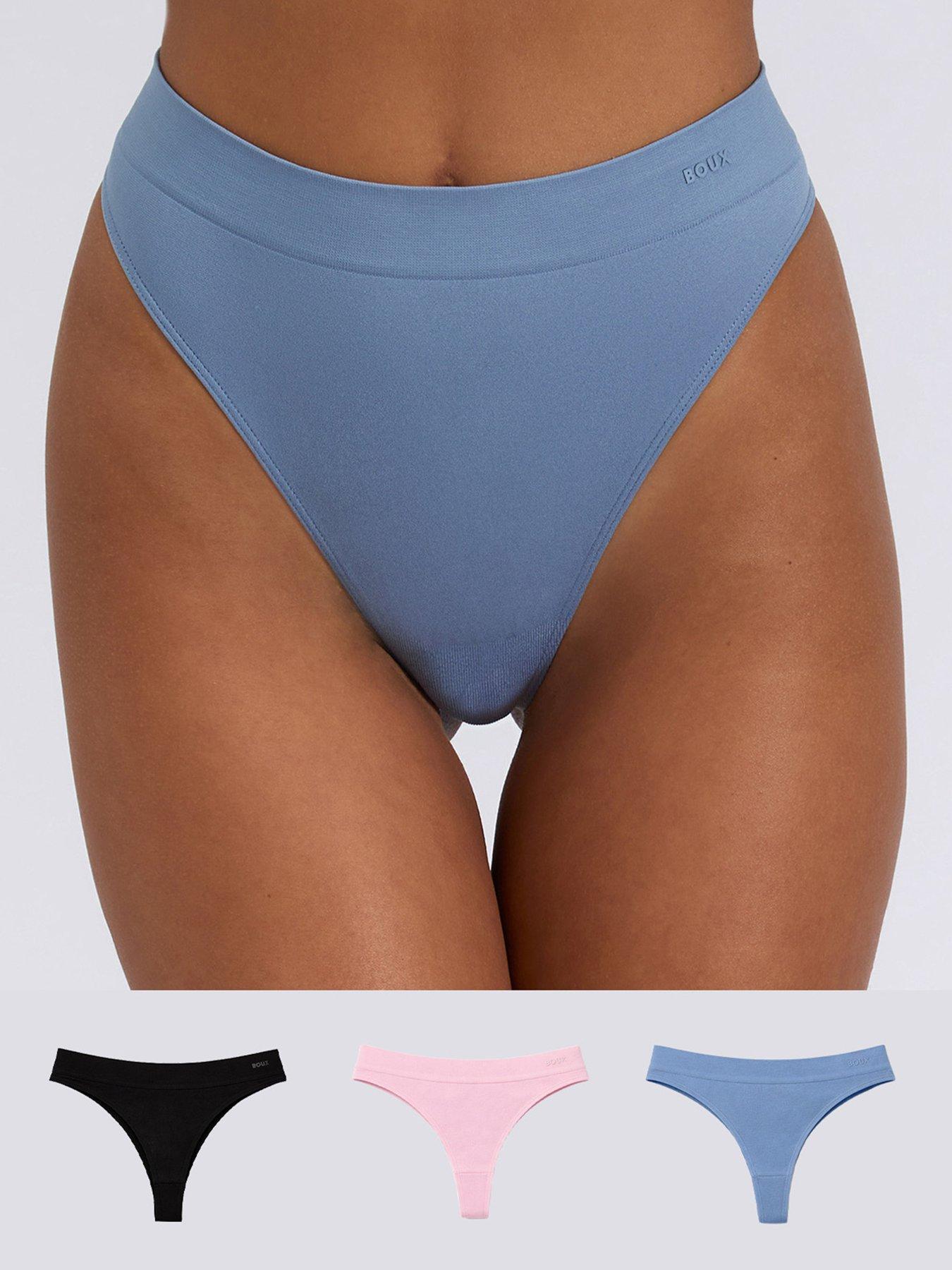 Image 1 of 6 of Boux Avenue Seamless High Leg Thong 3 Pack - Multi
